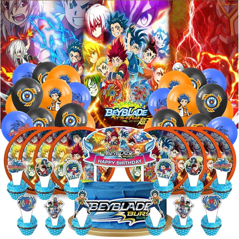 Beyblade Birthday Party Supplies Balloons Plates Decoration Cake Topper Decor Tableware Banner Backdrop