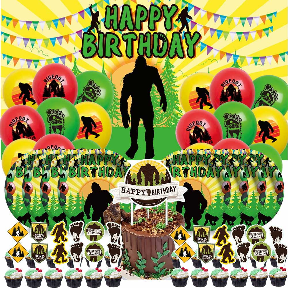 Big Foot Party Supplies Plates Decorations Birthday Cake Topper Banner Decor Backdrop Balloons
