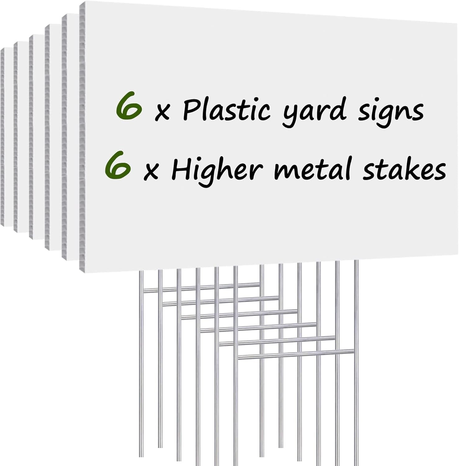 Blank Yard Signs with Stakes, 10 Pack Lawn Signs Corrugated Plastic 17x12 Inches Custom Double Sided for Yard Sale Outdoor, Garage, Open House, Estate, Guidepost, Birthday Party