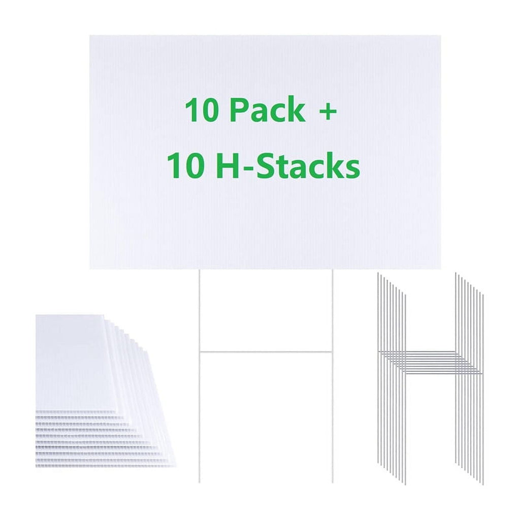 Blank Yard Signs with Stakes, Yard Sign 12 Pack 17x12 Inch Plastic Double Sided Outdoor Lawn Signs