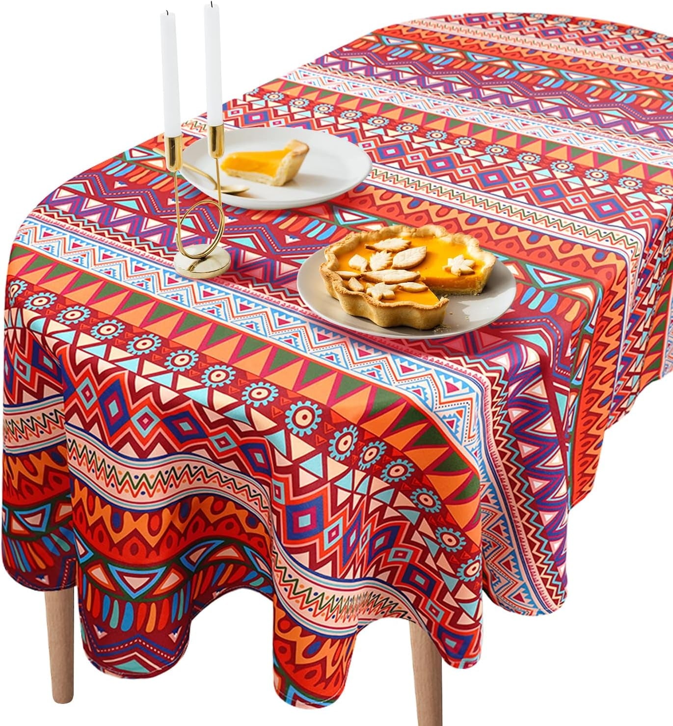 Daisy Floral Oval Tablecloth 60 x 84, Yellow White Floral Spring Tablecloth Table Cover, Elegant Country Table Cloths for Parties, Kitchen Dining Table,Polyester Fabric Flower Tablecloth, Daisy Decor
