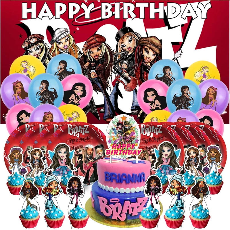 Bratz Girls Party Supplies Balloons Tableware Birthday Decorations Plates Banner Cake Topper Backdrop