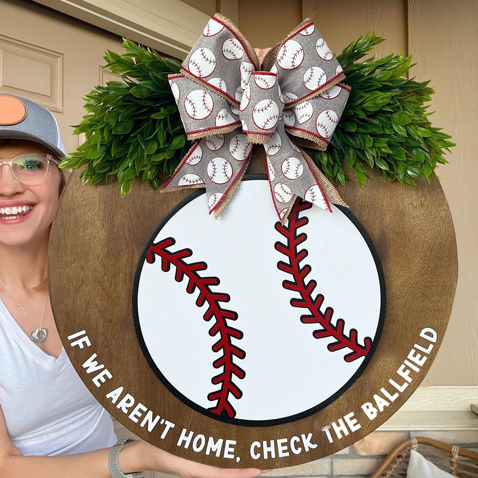 Embellished Front Porch, Wooden Blue In Wreaths For Front Door, Summer Door Hanger Welcome Sign Hello Round Front Wreath Farmhouse With Bow Spring Wreaths For Outside Decor