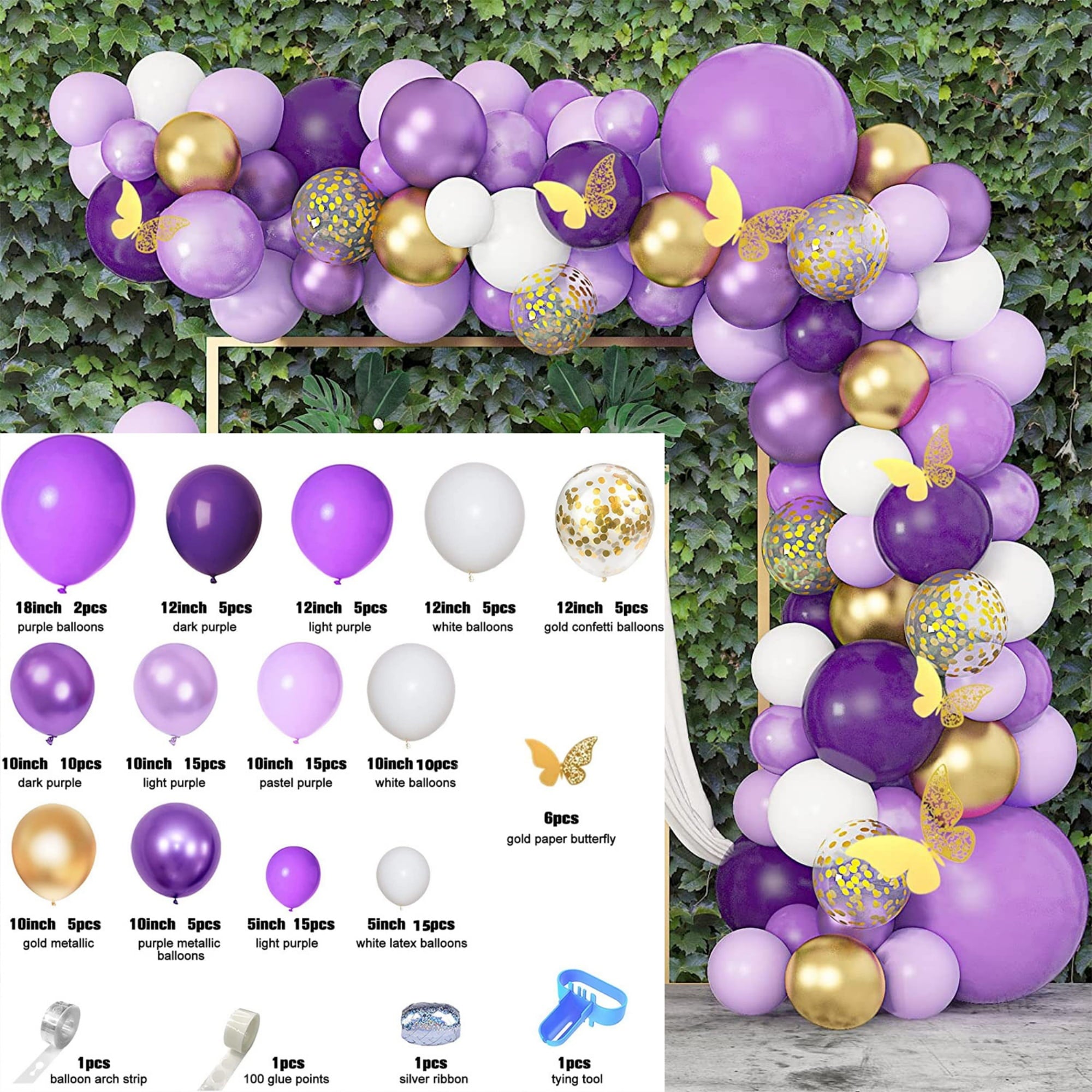 Butterfly Sequin Balloon Arch Kit - Colorful Latex Balloons & Decorative Scraps For Birthday & Anniversary Parties