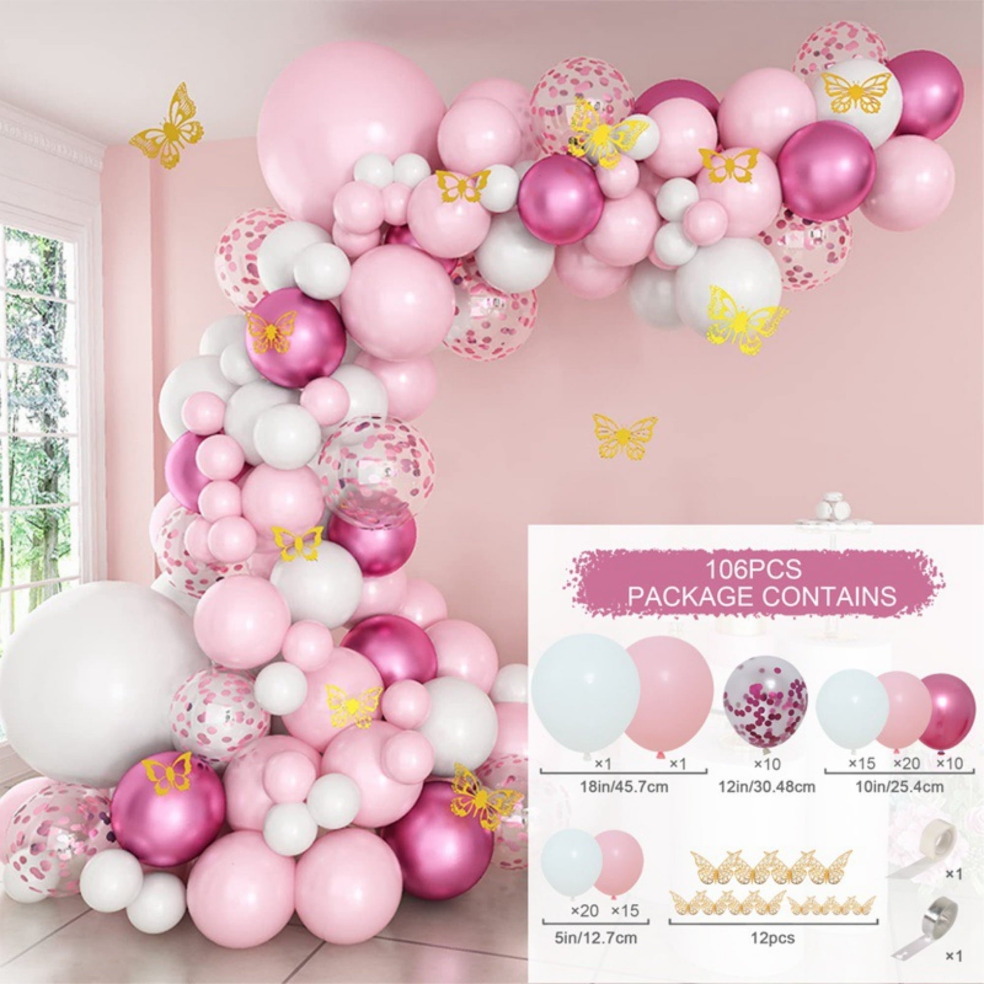 Butterfly Sequin Balloon Arch Kit - Colorful Latex Balloons & Decorative Scraps For Birthday & Anniversary Parties