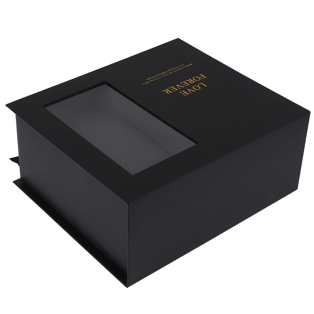 COSMOBETTY 1Pack Black Cardboard Flower Wrapping Box for Bouquet Portable Storage Case 9.8x8.5x4.1in