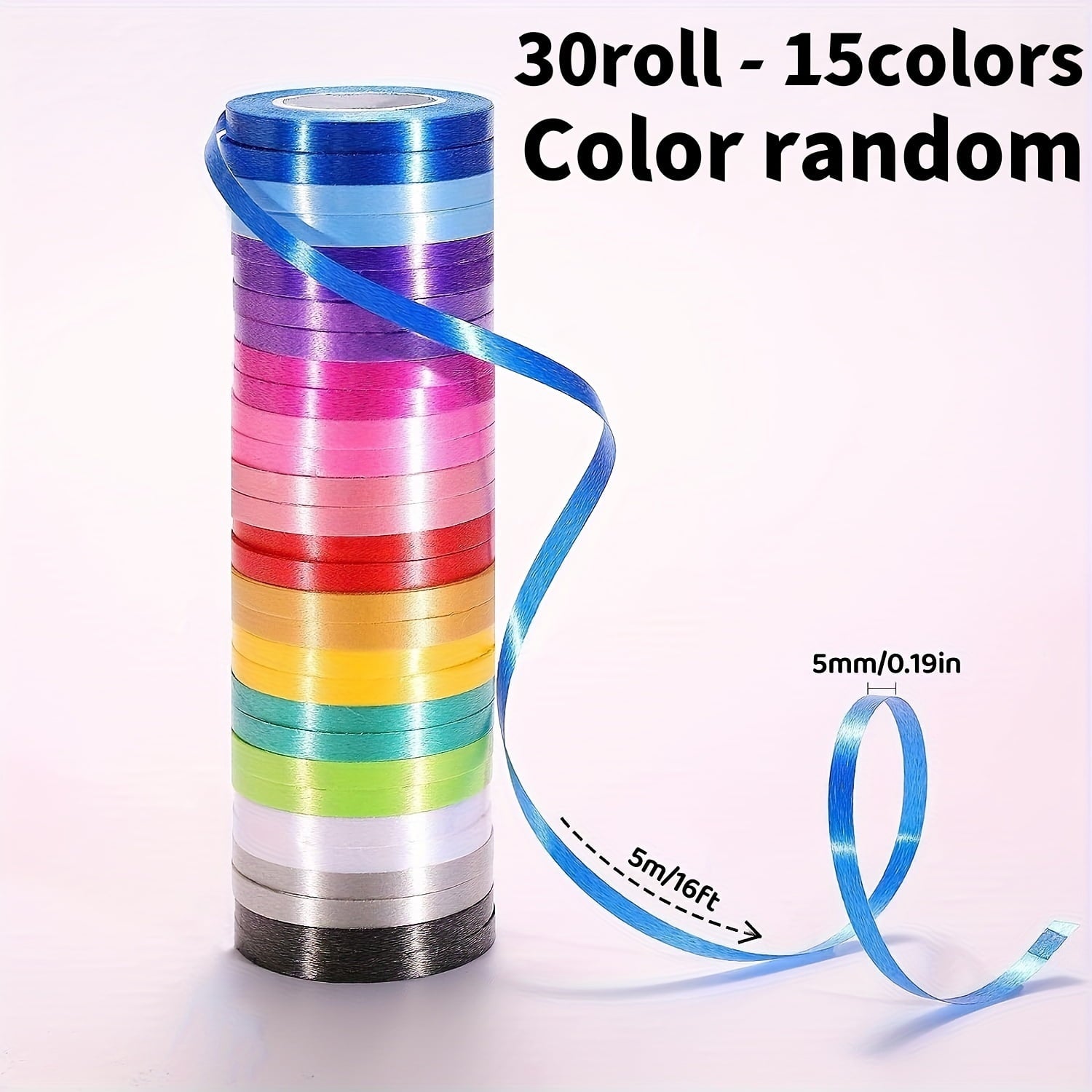 CUITING 30 Roll 15 Colors Curling Ribbons - For Crafts Bows Present Wrapping Florist Wedding Party Festival Art Craft Decor  Separate Rolls  16 Feet Per Roll (Mixed Colors) -  Suitable fo