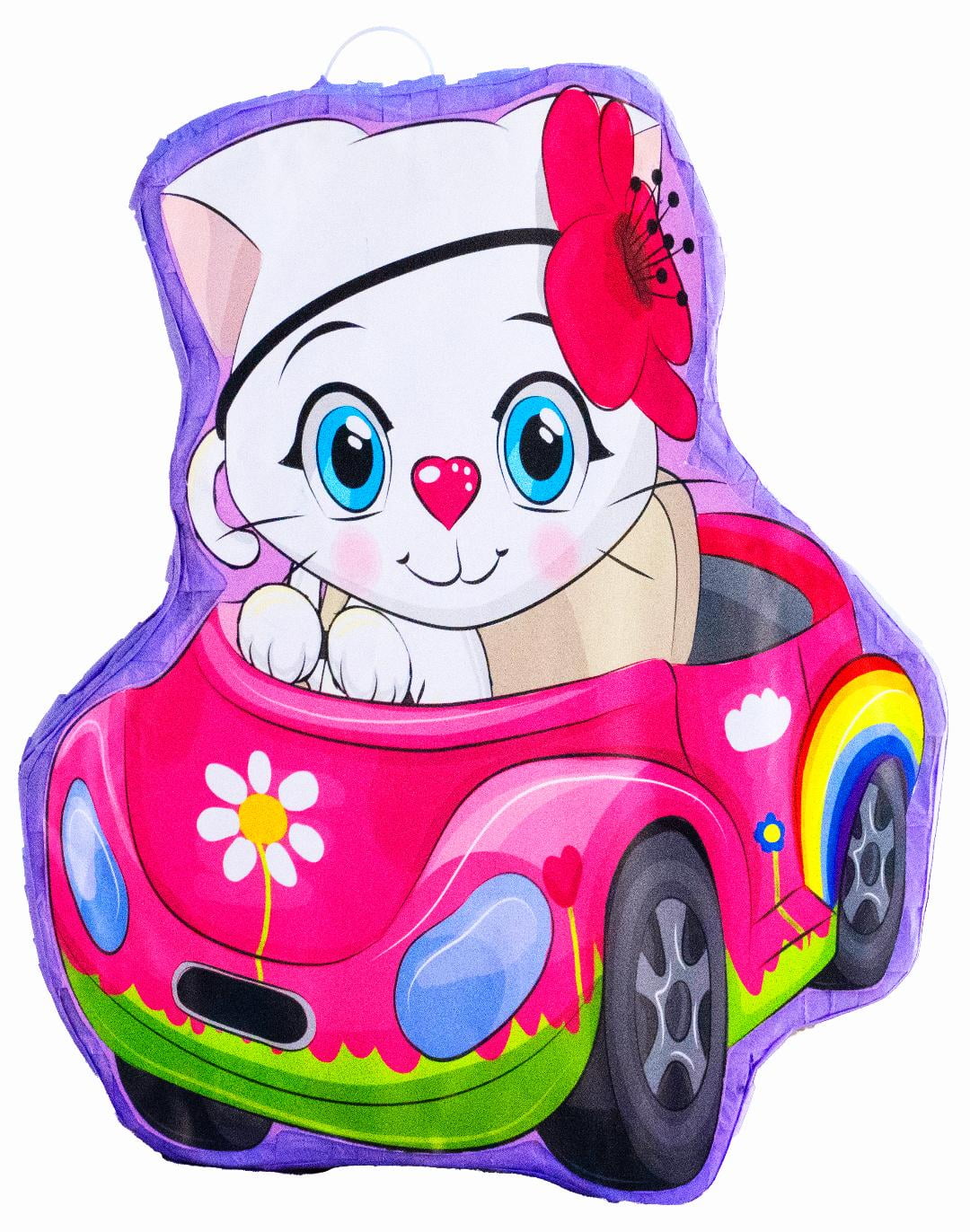 Cat Car Piñata (16 x 13 x 4 inches), Perfect for Birthday Parties, Kids Carnivals, Cat Birthday Party, Kitty Party Supplies, Kitty Cat Party Children’s Parties