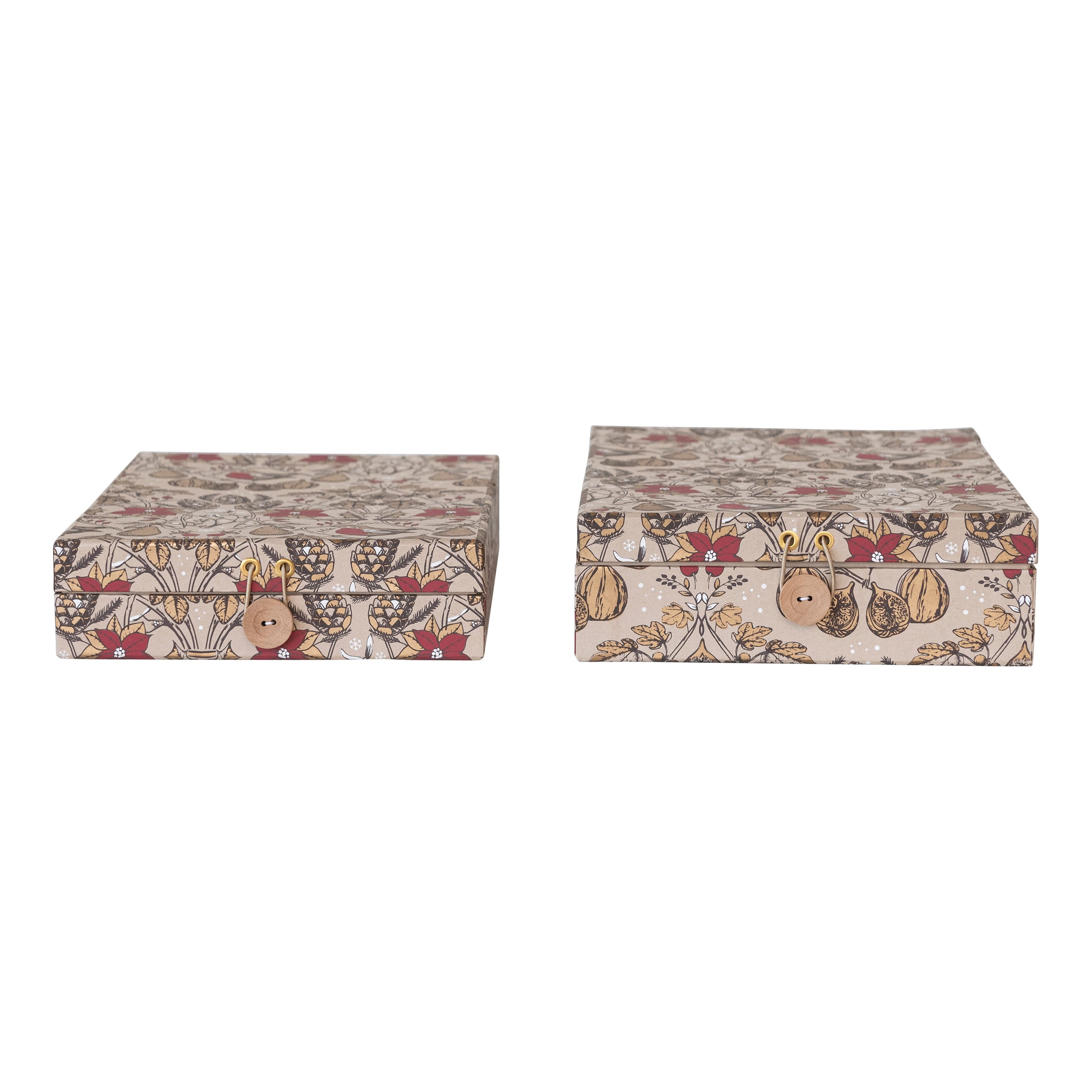 Creative Co-Op Floral Wide Paper Gift Boxes Set, Multicolor, Set of 2