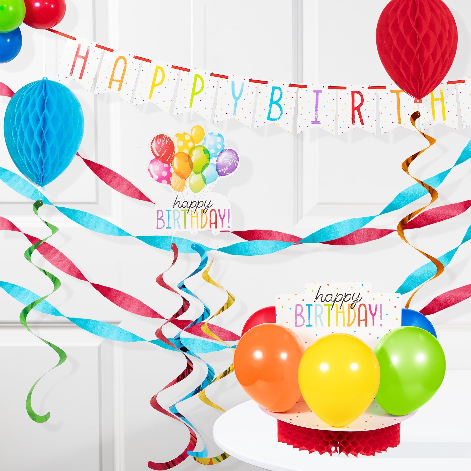 Creative Converting Multi-color Birthday Balloon Bash Paper Party Decoration Kits, (7 Pieces)