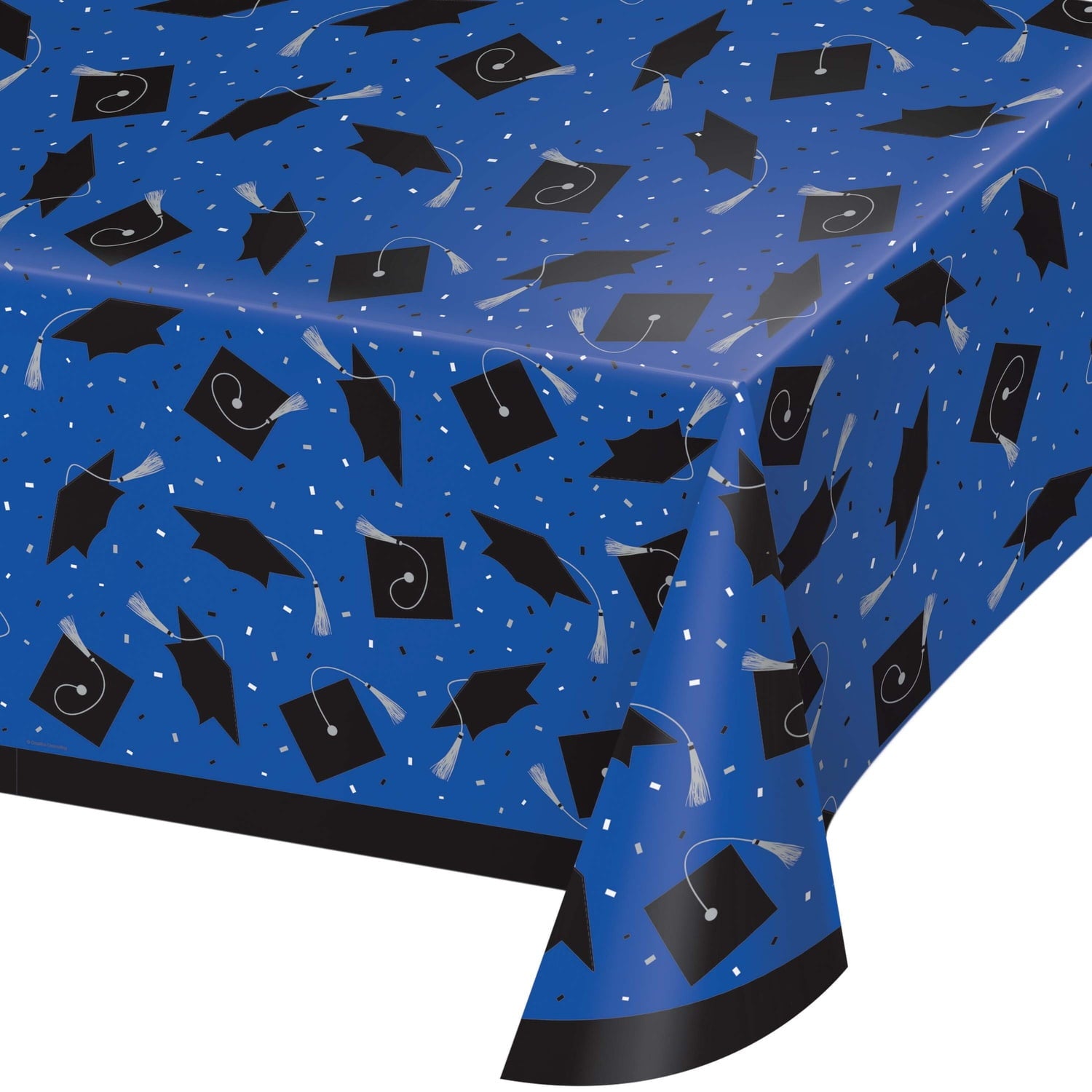 Creative Converting School Spirit Blue Graduation Plastic Tablecloths, 3 ct.