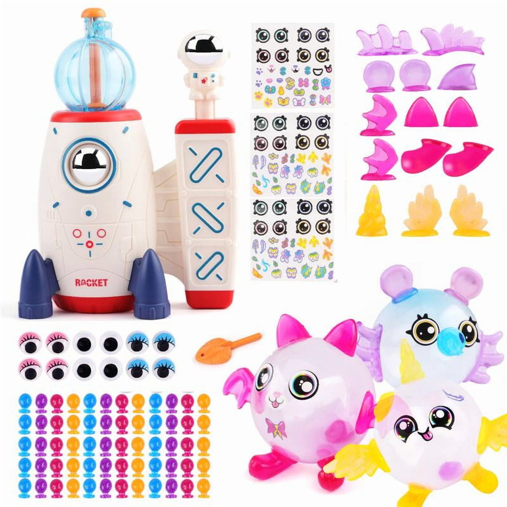 DIY Sticky Balloon With Pump, Re-Usable Decors, Model bouncy balloon kit multiple sculptures toy, 60 balloons, 134 accessories, Party fun activities/gifts for toddler boys and girls