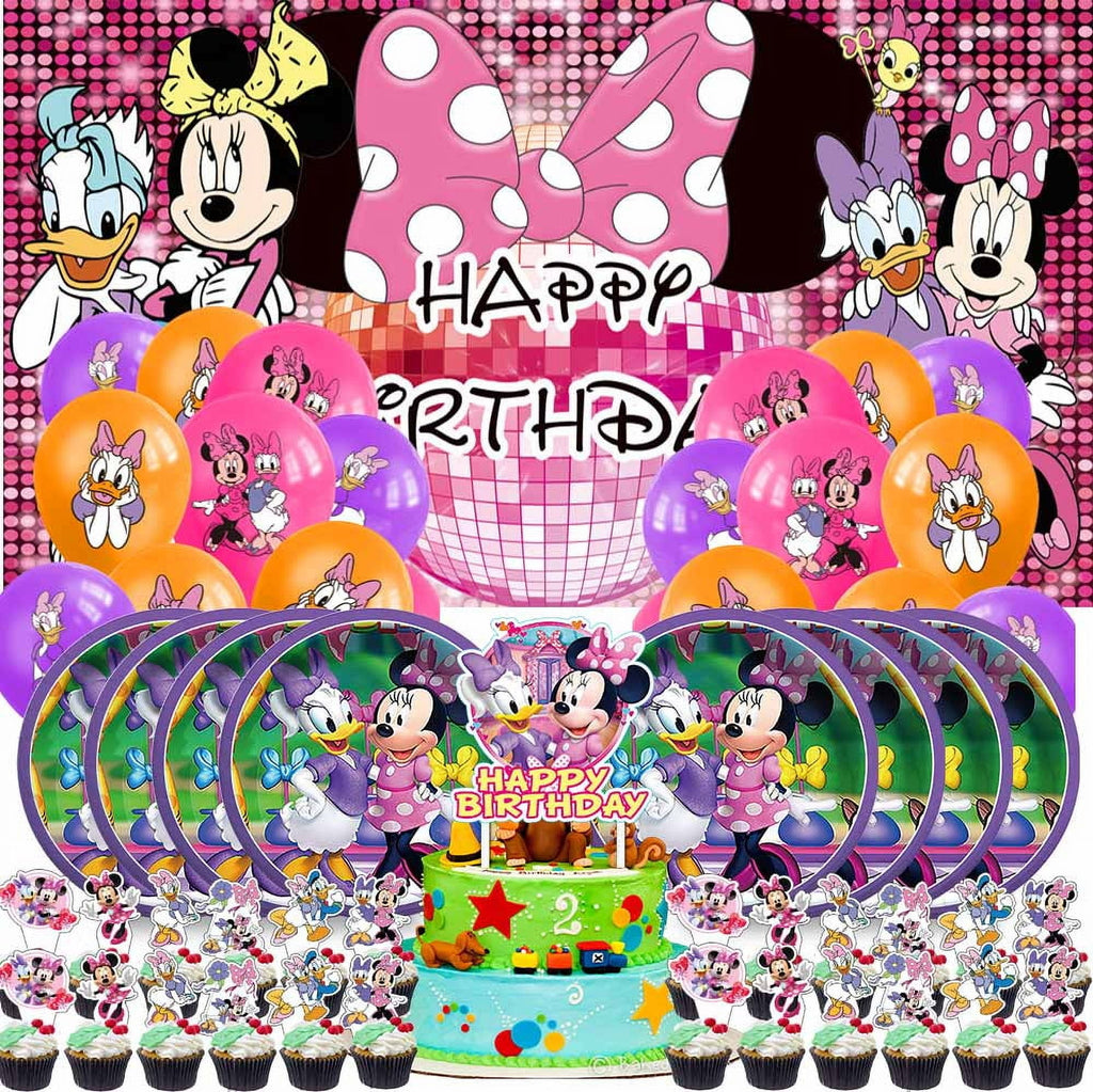 Daisy Minnie Bowtique Party Supplies Plates Decorations Birthday Cake Topper Banner Decor Backdrop Balloons