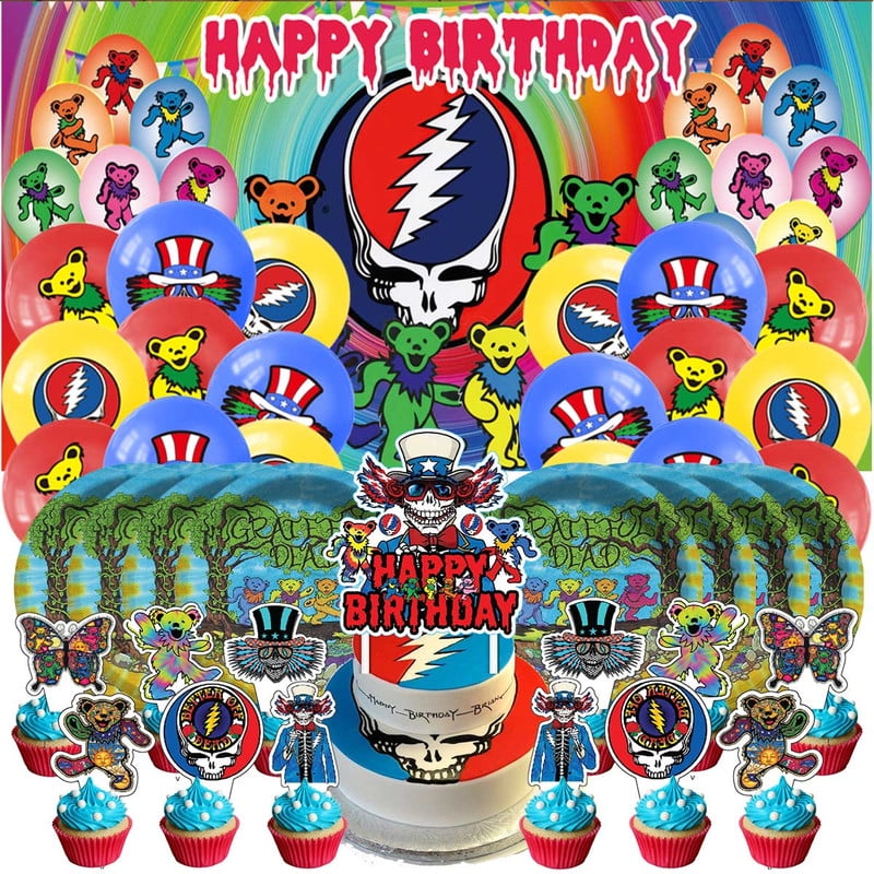 Dancing Bears The Greatful Dead Party Decor Plates Cake Topper Balloons Banner Backdrop Supplies Decorations Tableware