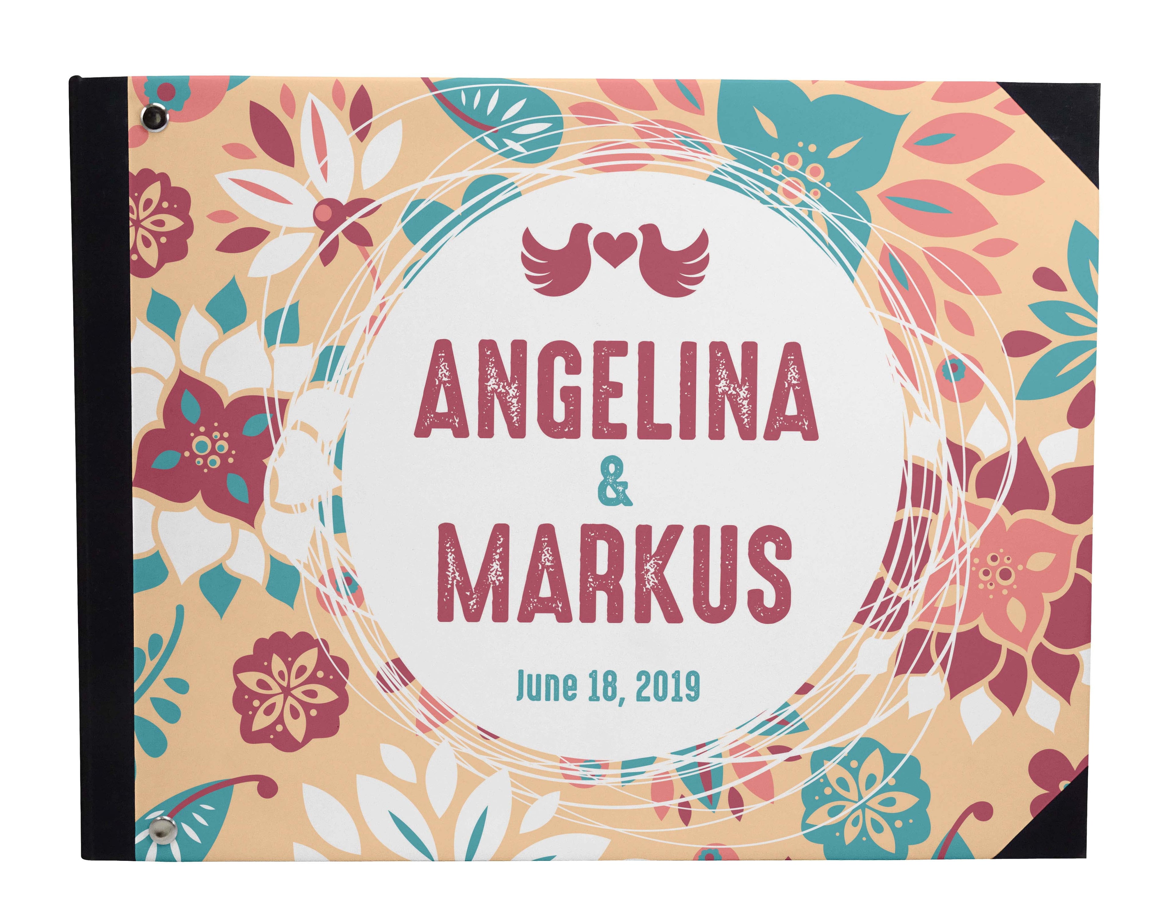 Darling Souvenir White Hanging Heart Wedding Guest Book Hardbound Guest Sign-In Book Guest Registry Guestbook-9 x 12 Inches