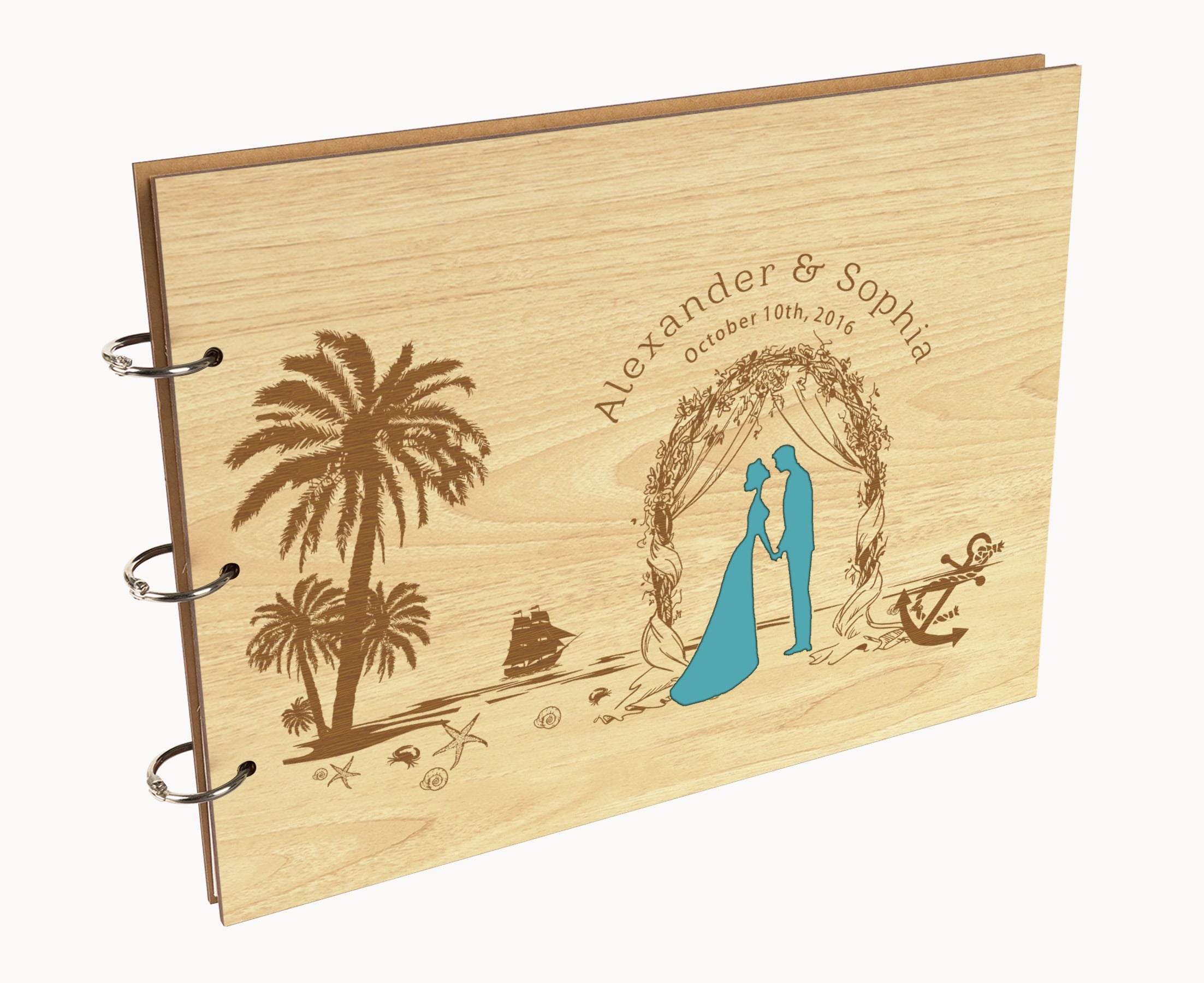 Darling Souvenir Personalized Engraved Laser Cut Wedding Guest Book Wooden Cover Sign-in Book Registry Guestbook Scrapbook-DY