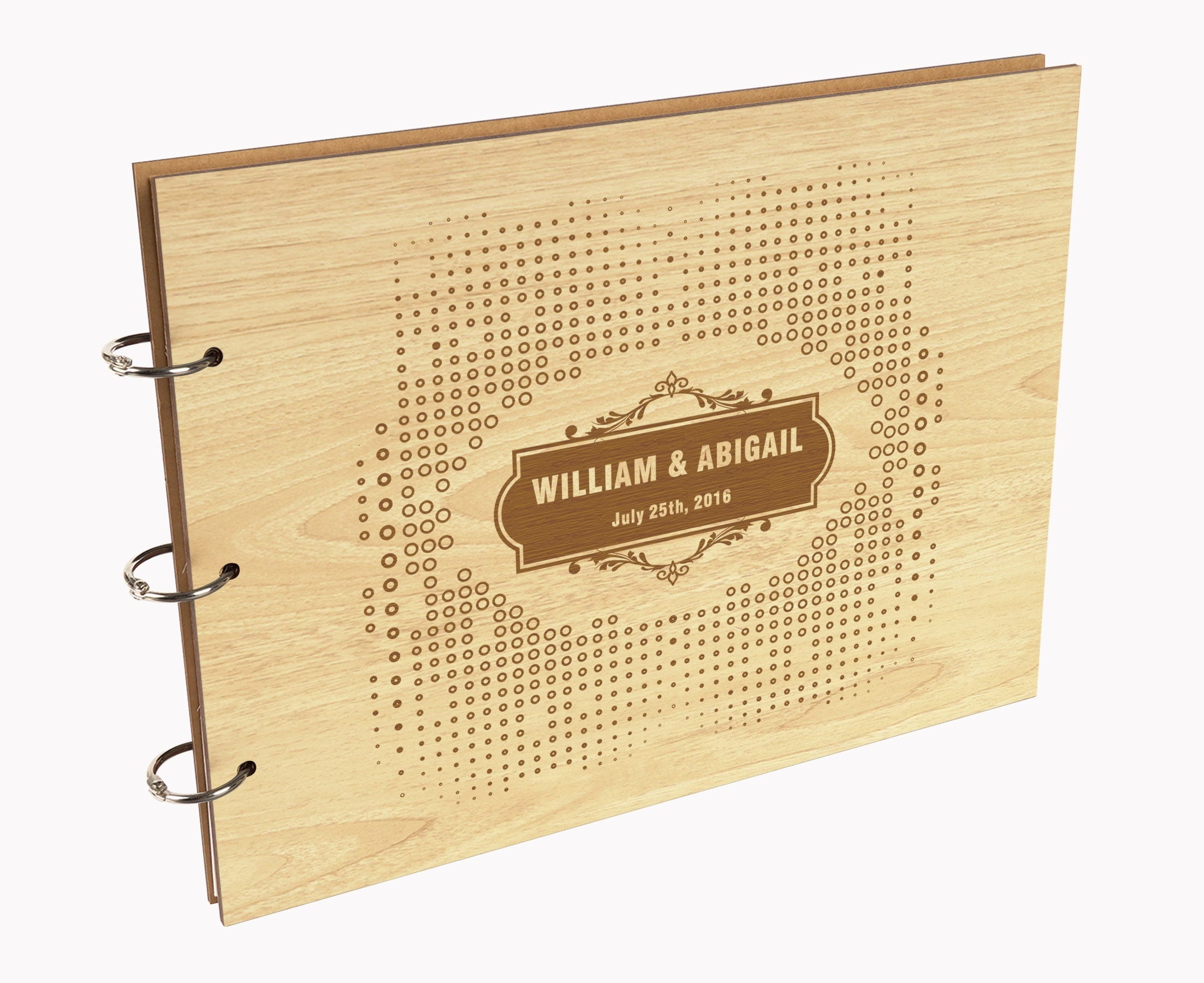 Darling Souvenir Personalized Engraved Laser Cut Wedding Guest Book Wooden Cover Sign-in Book Registry Guestbook Scrapbook-WF