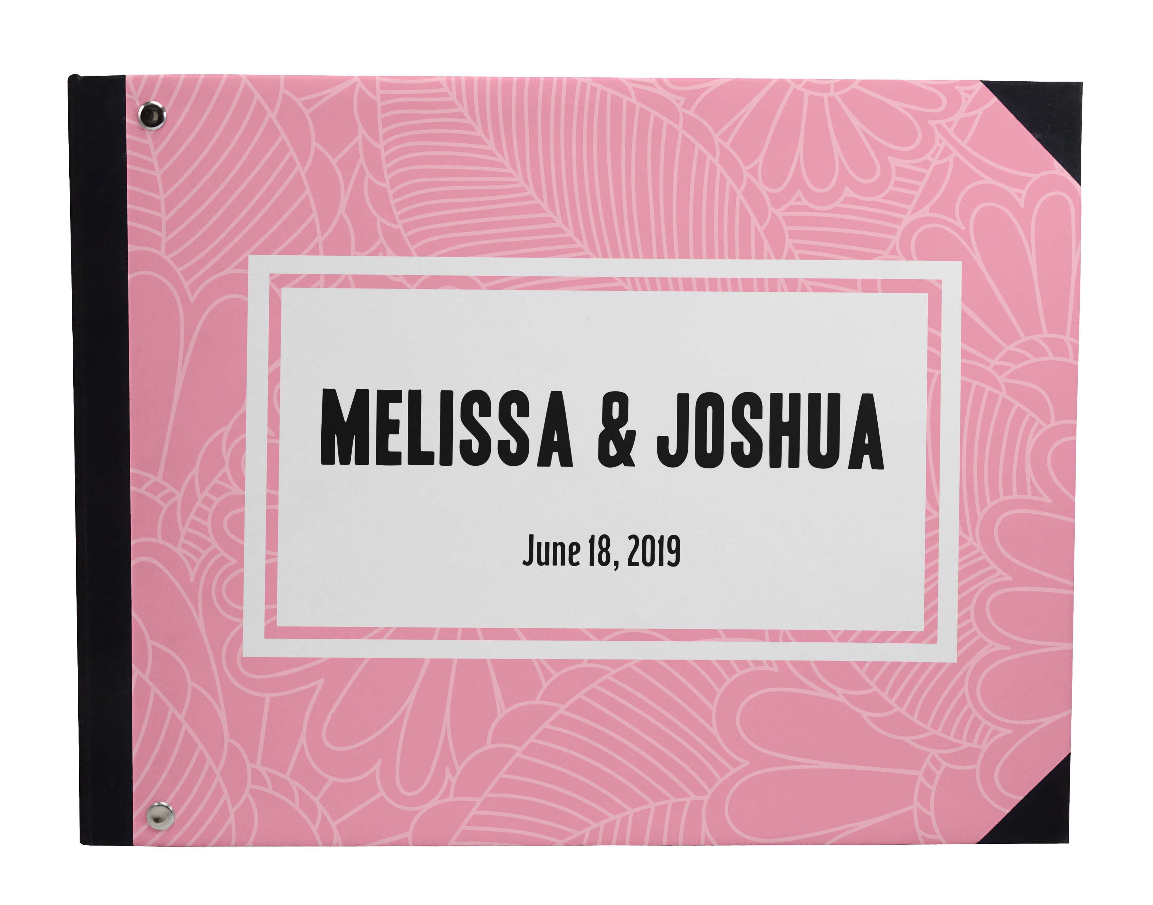 Darling Souvenir White Geometric Wedding Guest Book Hardbound Guest Sign-In Book Guest Registry Guestbook-9 x 12 Inches