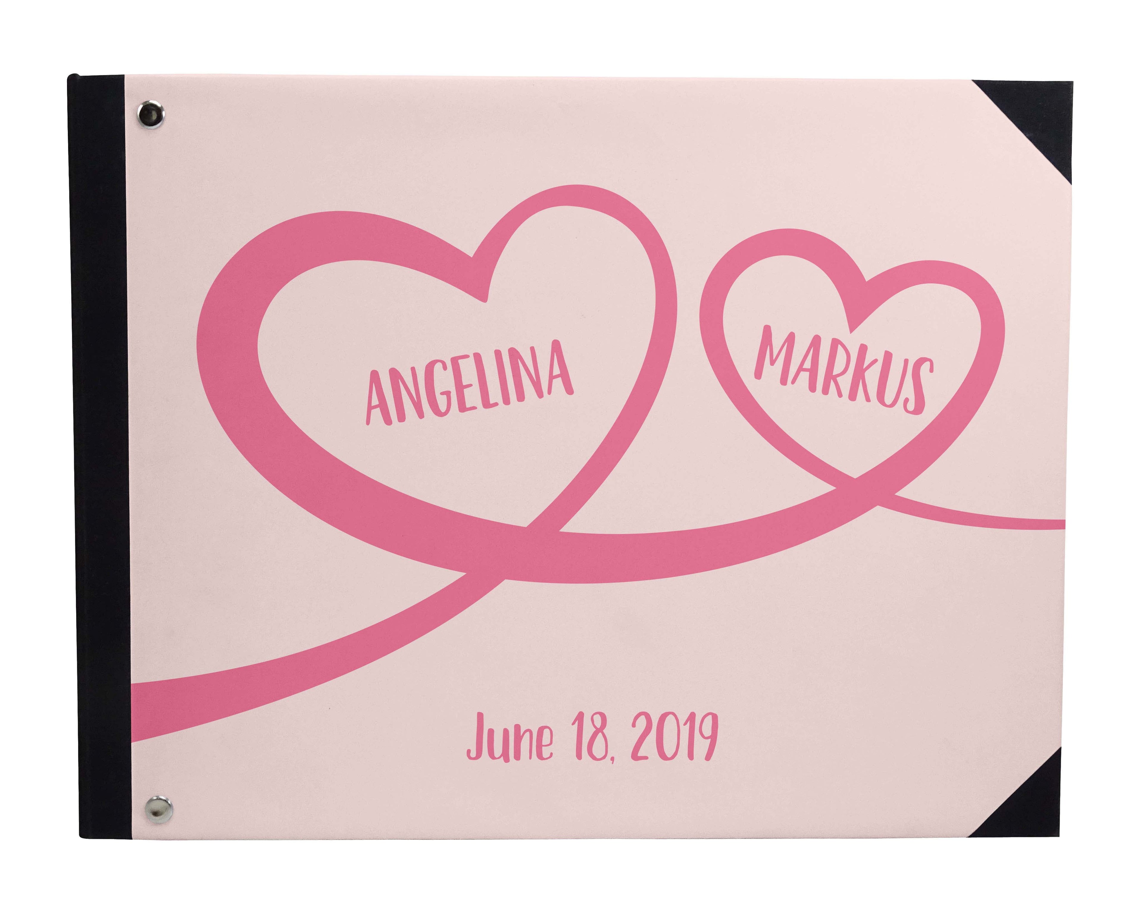 Darling Souvenir White Geometric Wedding Guest Book Hardbound Guest Sign-In Book Guest Registry Guestbook-9 x 12 Inches