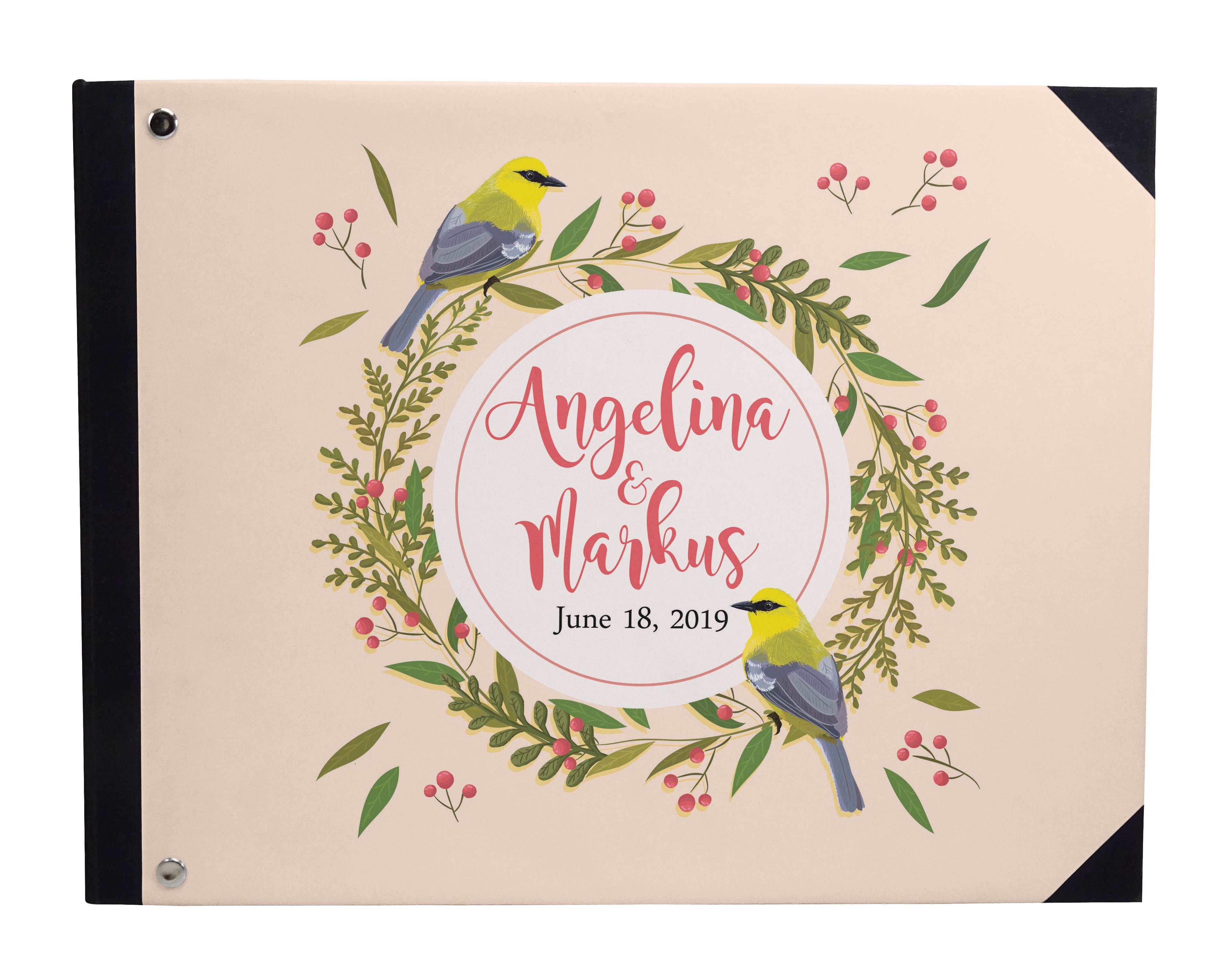 Darling Souvenir White Hanging Heart Wedding Guest Book Hardbound Guest Sign-In Book Guest Registry Guestbook-9 x 12 Inches