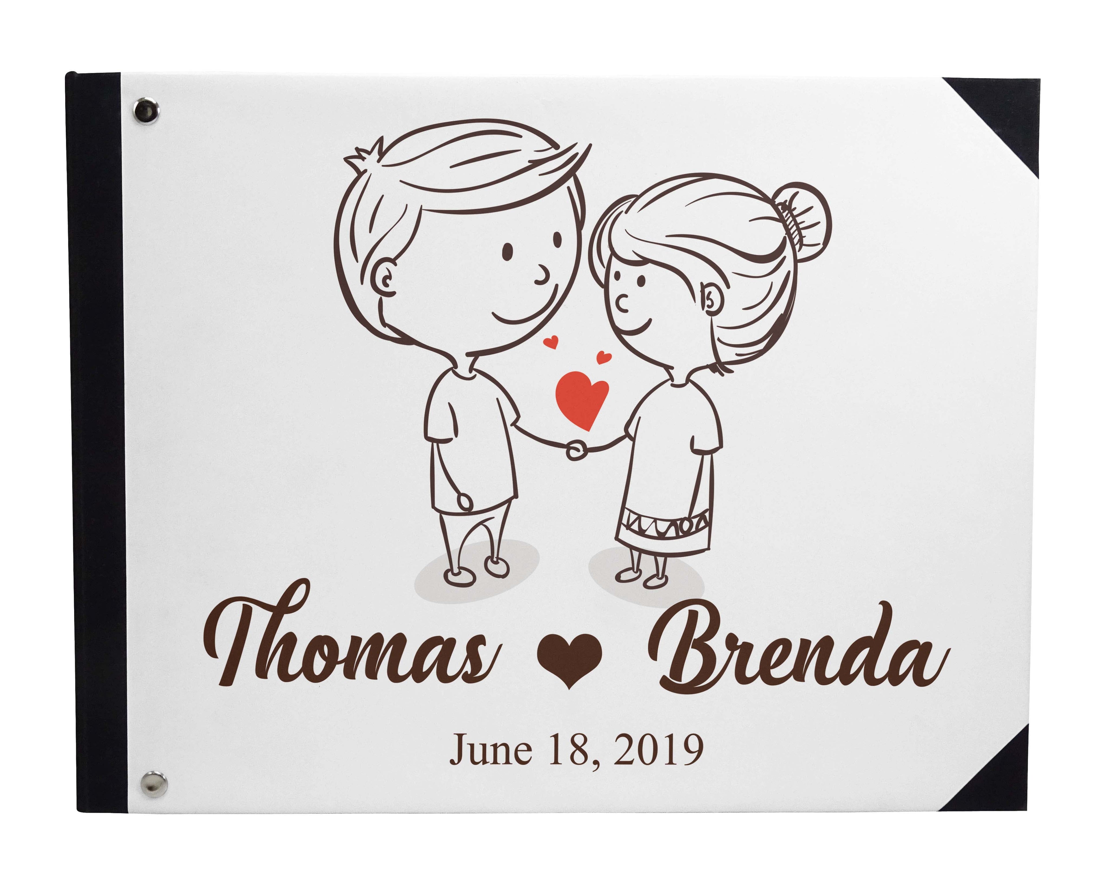 Darling Souvenir White Hanging Heart Wedding Guest Book Hardbound Guest Sign-In Book Guest Registry Guestbook-9 x 12 Inches