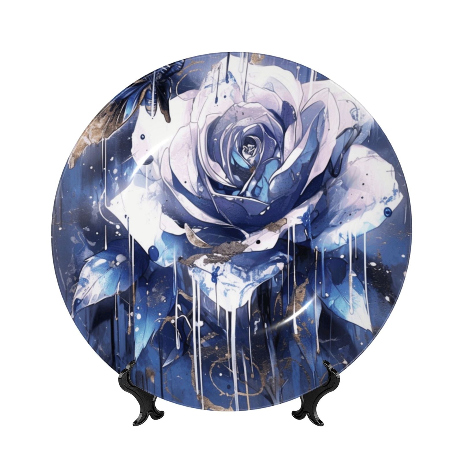 Decorative Plates – Bone China Wall & Table Decor - Skull Flower Rose Floral Butterfly Spooky Gothic - 6in