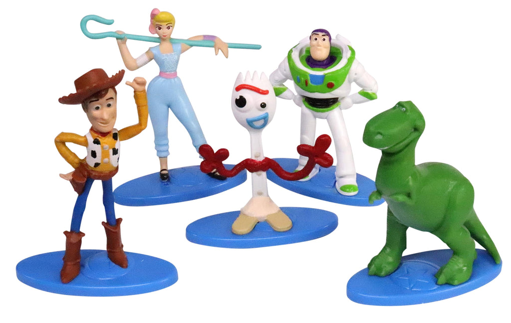 Disney Pixar Toy Story 4 Mini Figures Cake Toppers Set of 5 - Buzz, Woody, Bo Peep, Rex, Forky