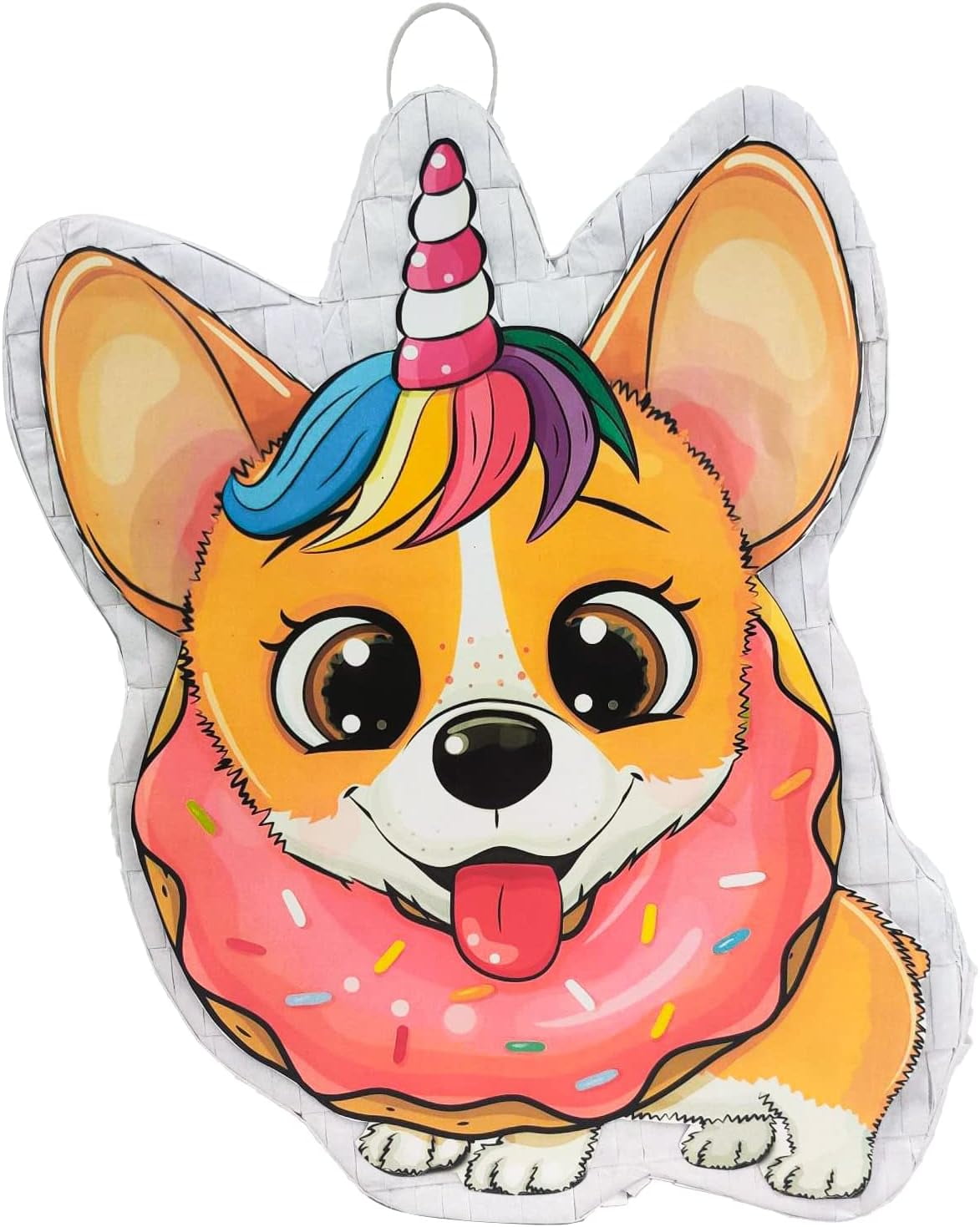 Dog Donut Pinata Bulk Candy Fill Spill Pinatas - Puppy Party Favor Game for Kids Boys Birthday Parties Supplies - Animal Theme for Baby Shower School Carnivals Dog Party Event - 16.5 X 12 X 4 Inch