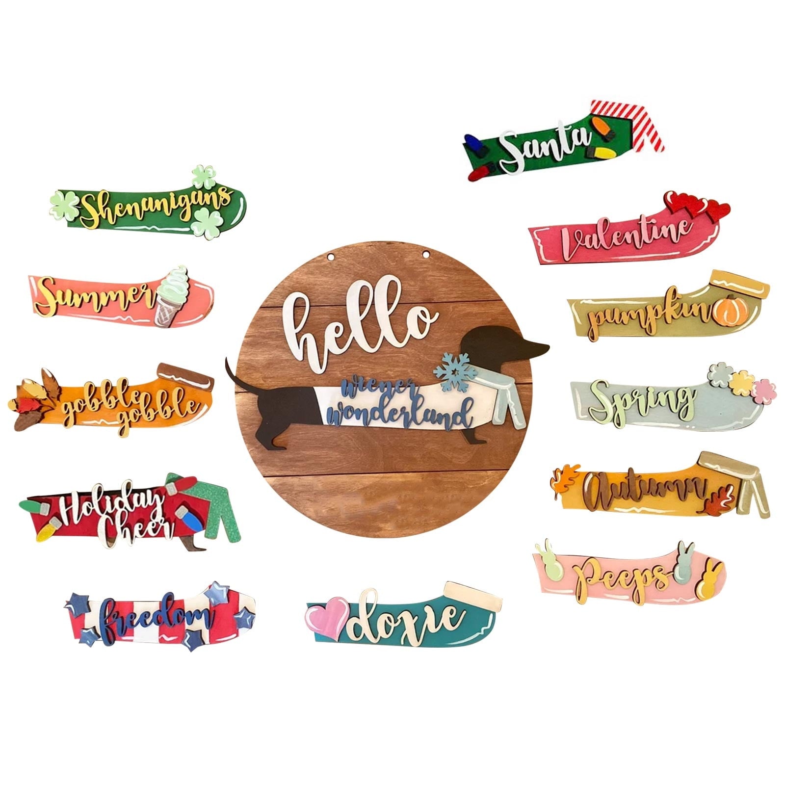 Embellished Front Porch, Wooden Blue In Wreaths For Front Door, Summer Door Hanger Welcome Sign Hello Round Front Wreath Farmhouse With Bow Spring Wreaths For Outside Decor