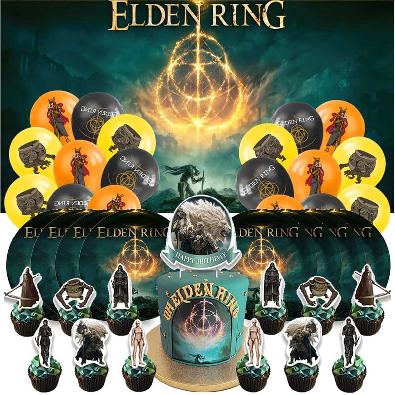 Elden Ring Party Supplies Decor Backdrop Cake Topper Plates Balloons Banner Decorations Tableware