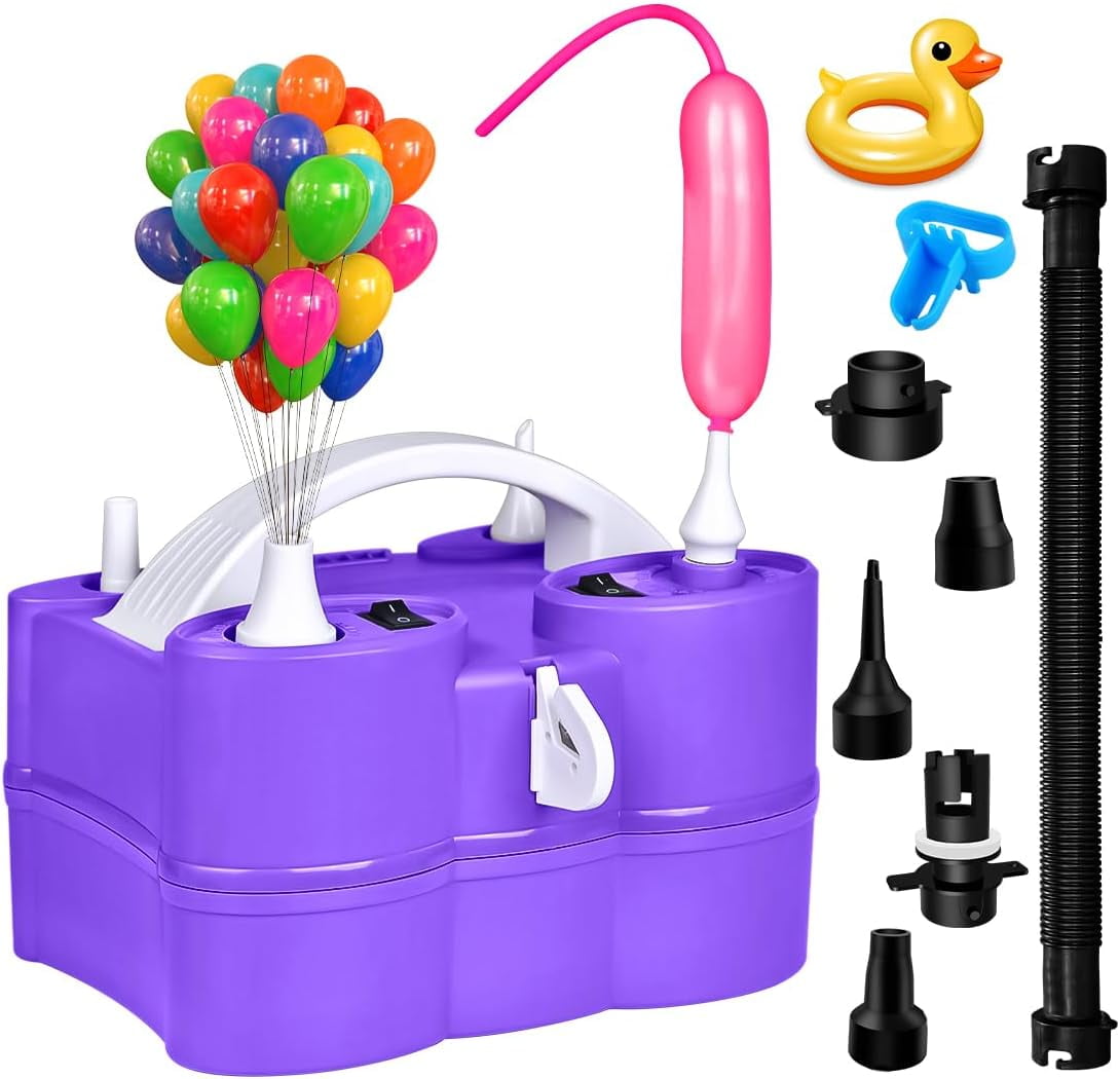 Electric Air Balloon Pump | 3-in-1 Air Pump for Inflatables，Long Animal Twisty Balloon, Foil Balloons, Quick-Fill 110V AC Inflator Deflator Great for Pool Floats Air Mattress Inflatables Purple Color