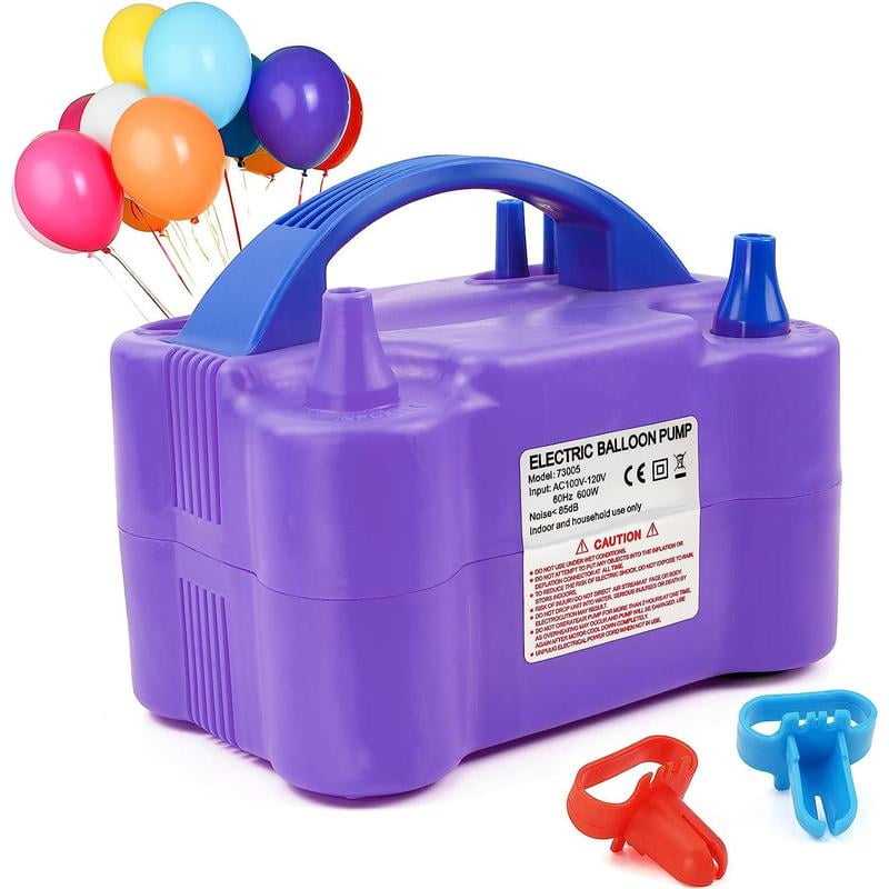 Electric Air Balloon Pump, Portable Dual Nozzle Electric Balloon Inflator, Electric Balloon Pump for Birthday Party Decoration, 110V 600W