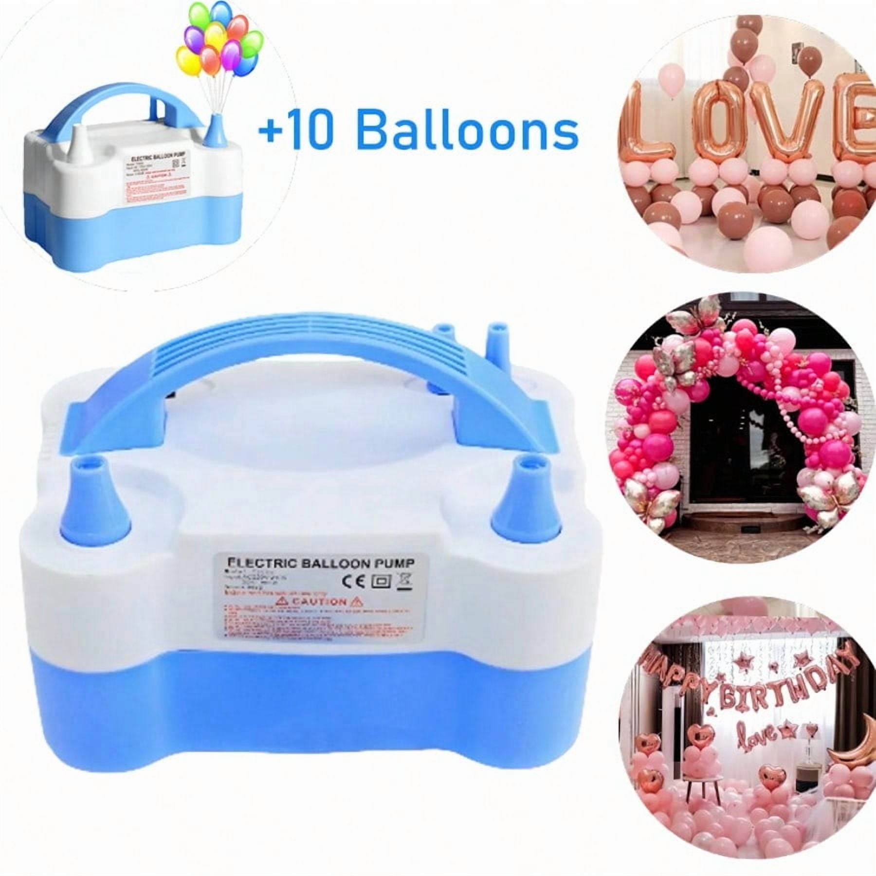 Electric Balloon Pump Air Inflator Portable Automatic Double Nozzle Balloon Blower Suitable For Birthday, Wedding Balloon Party Decoration