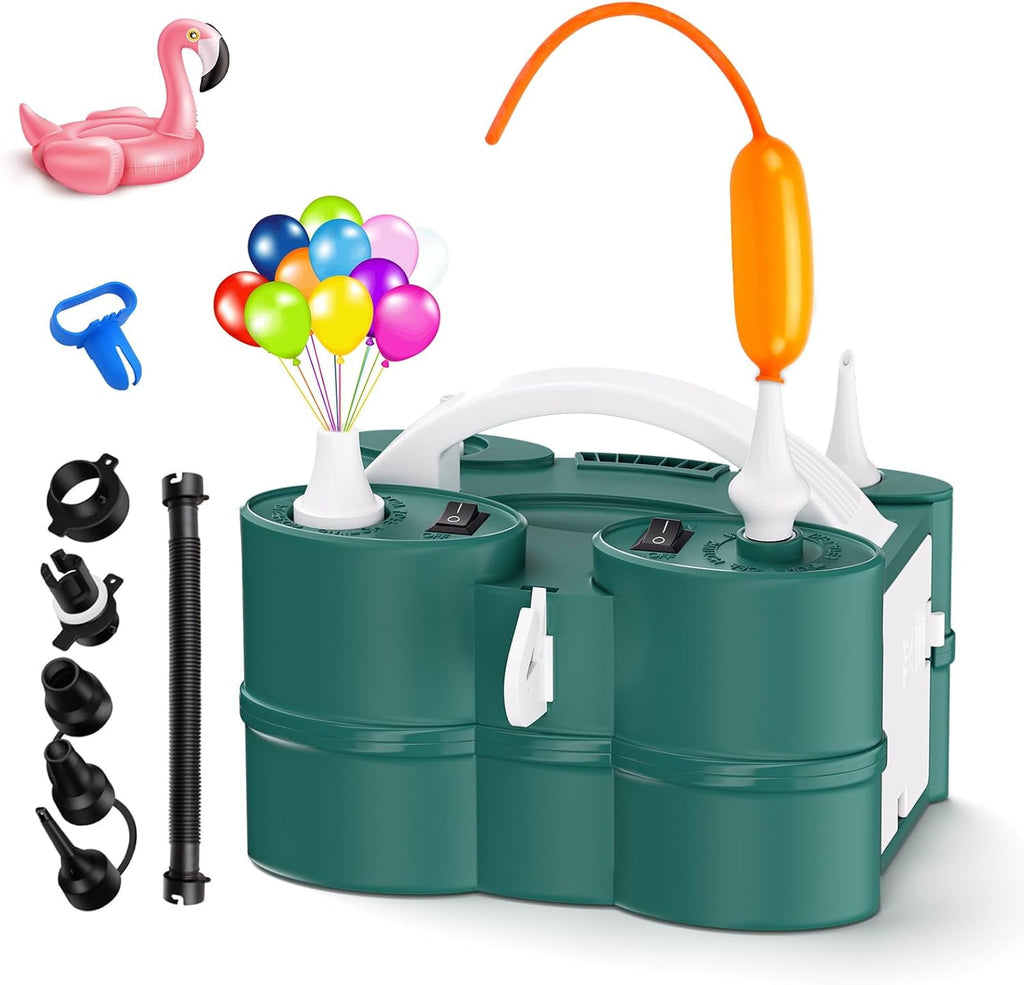 Electric Balloon Pump, Portable Electric Balloon Blower Machine Balloon Air Pump Dual Nozzle 110V 600W Balloon Inflator for Party Decorations
