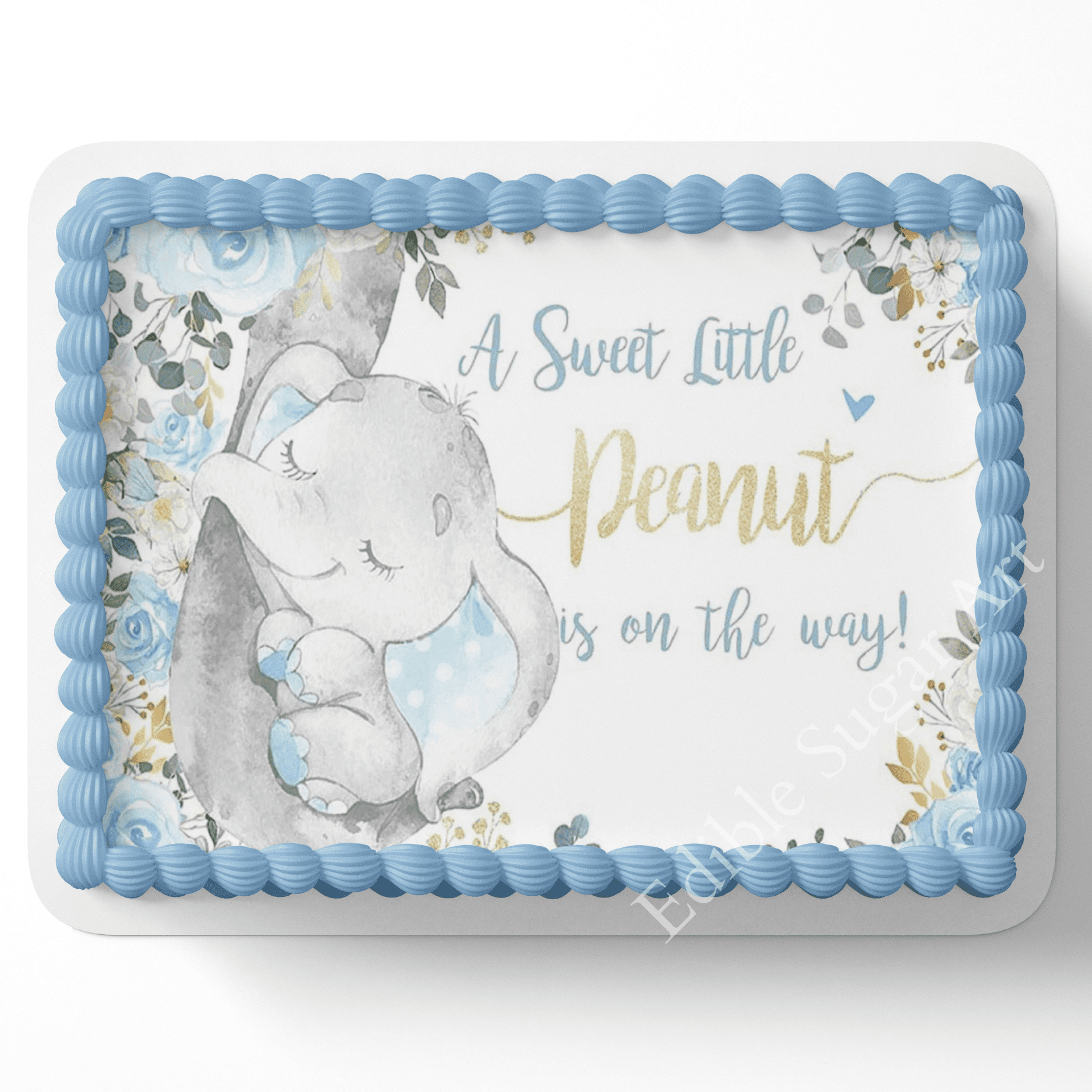 ELEPHANT BABY SHOWER CAKE TOPPER EDIBLE IMAGE ELEPHANT DECORATIONS