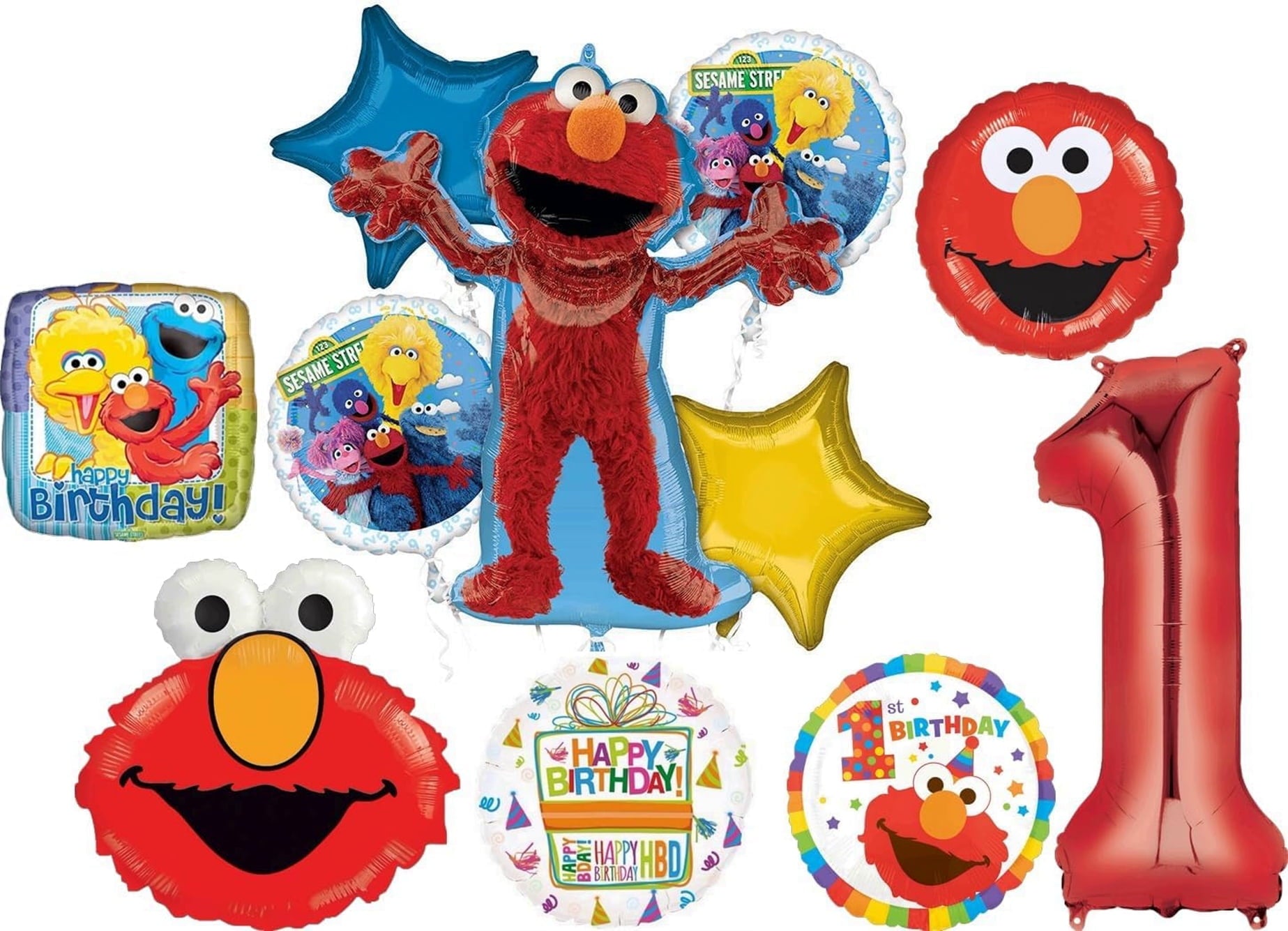 Elmo 1st Birthday Party Supplies Sesame Street Balloon Bouquet Decorations