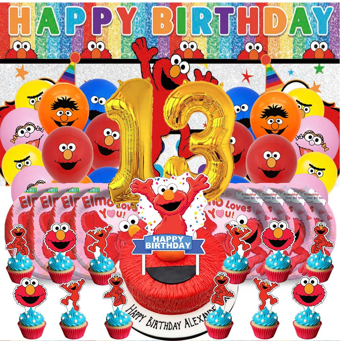 Elmo Balloons Party Supplies 1st Decor Tableware Birthday Cake Topper Decorations Banner Backdrop