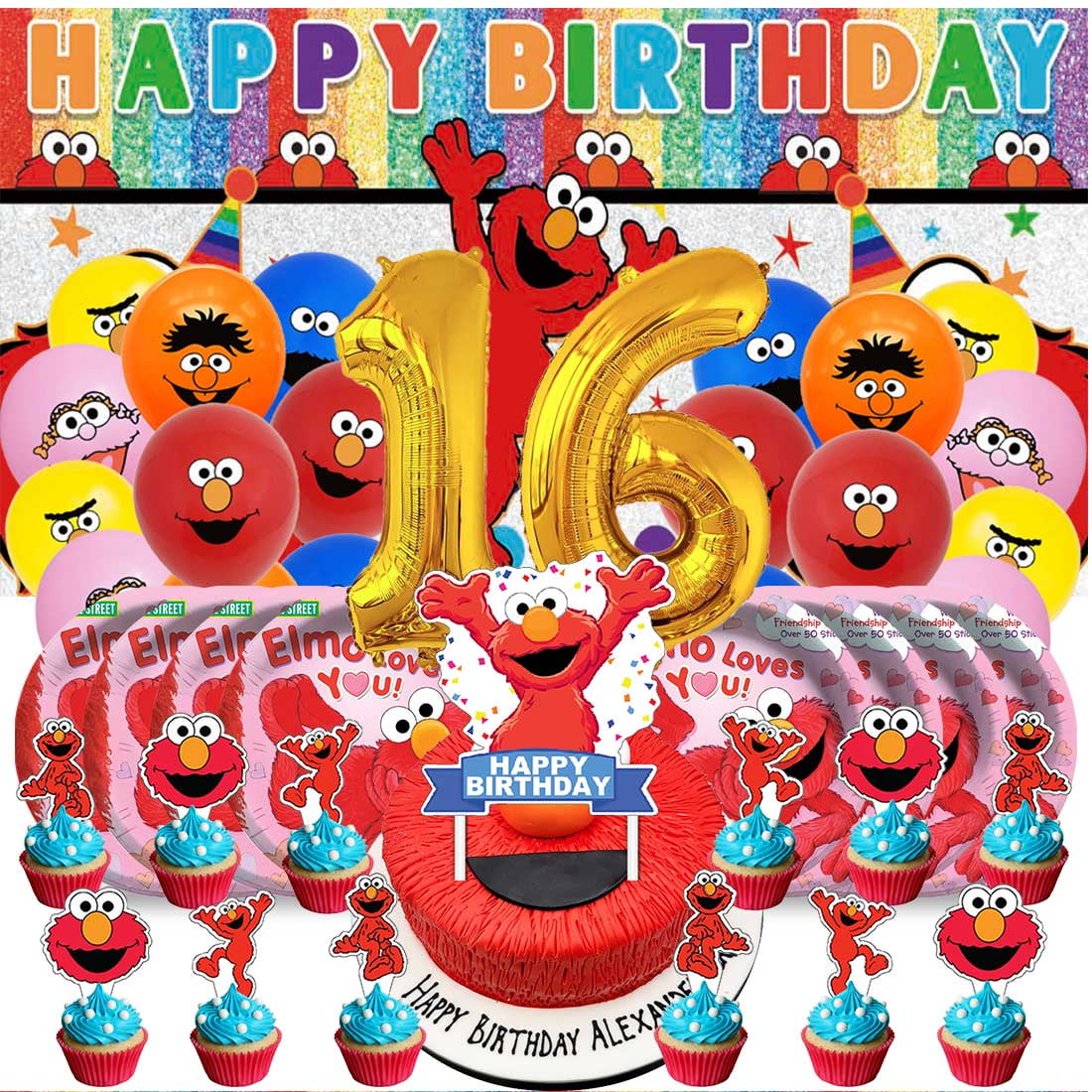 Elmo Balloons Party Supplies 1st Decor Tableware Birthday Cake Topper Decorations Banner Backdrop