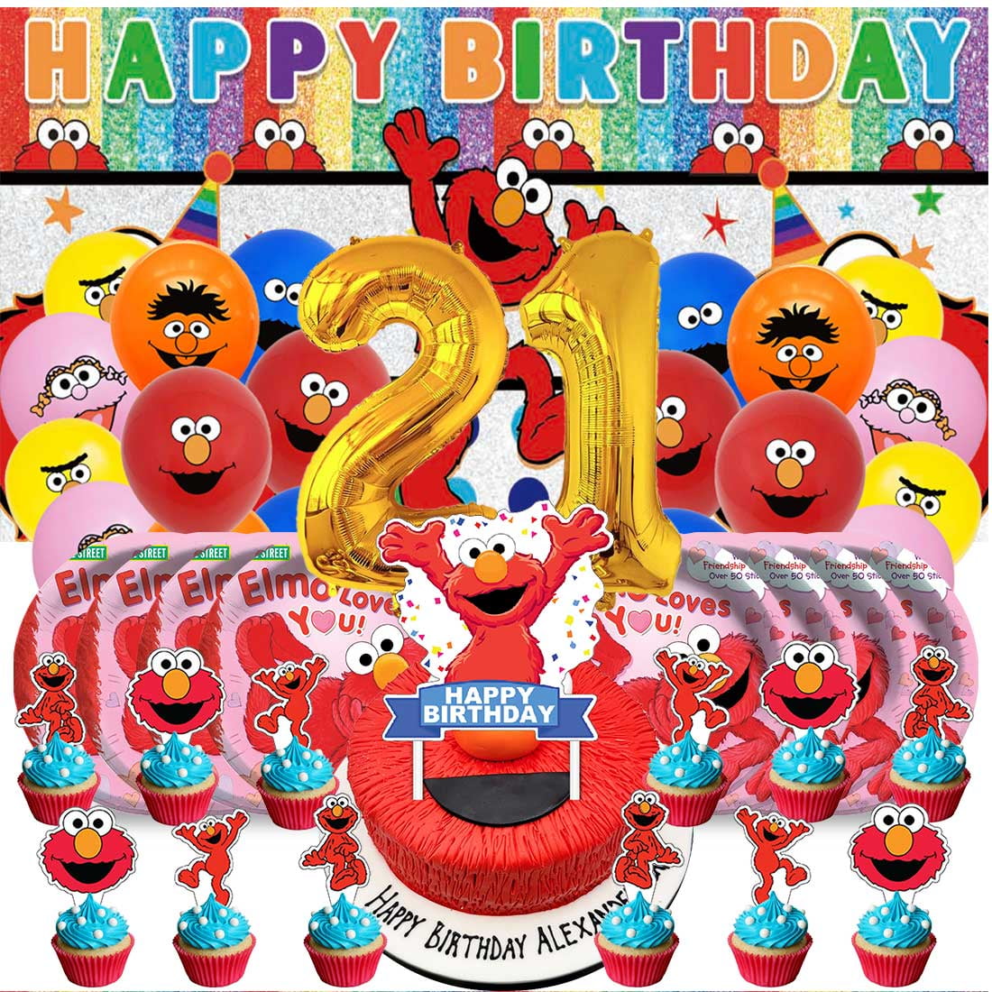 Elmo Balloons Party Supplies 1st Decor Tableware Birthday Cake Topper Decorations Banner Backdrop