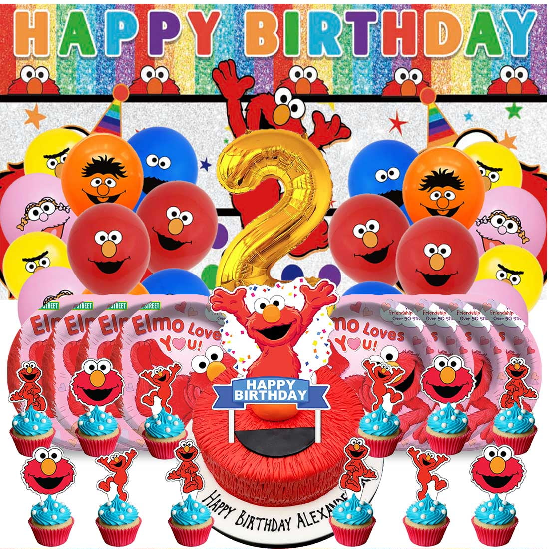 Elmo Balloons Party Supplies 1st Decor Tableware Birthday Cake Topper Decorations Banner Backdrop