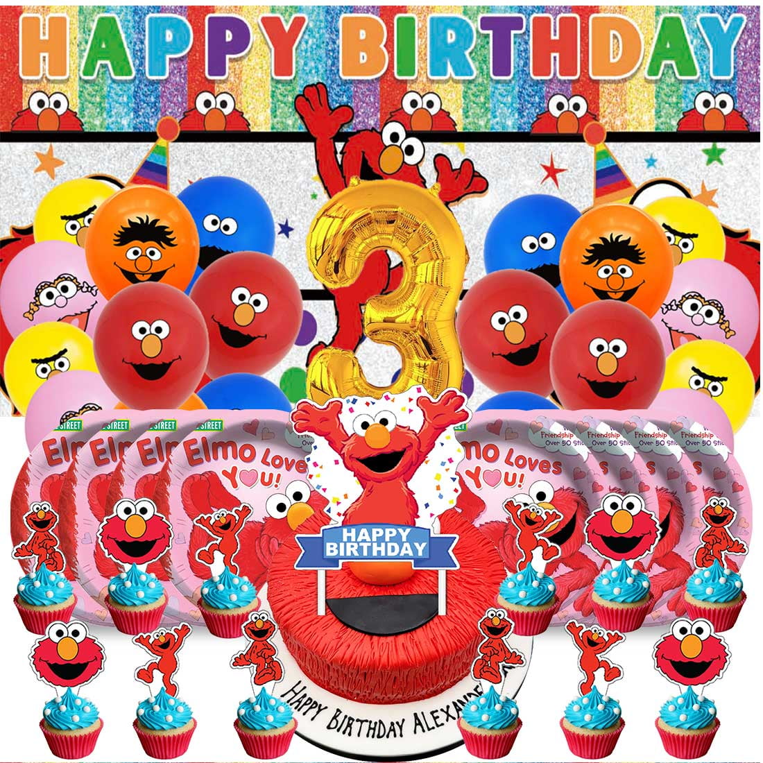 Elmo Balloons Party Supplies 1st Decor Tableware Birthday Cake Topper Decorations Banner Backdrop