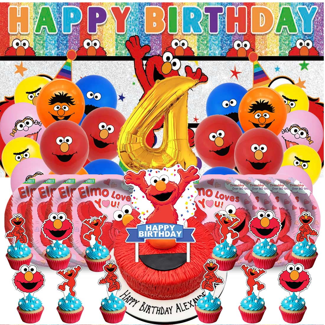 Elmo Balloons Party Supplies 1st Decor Tableware Birthday Cake Topper Decorations Banner Backdrop