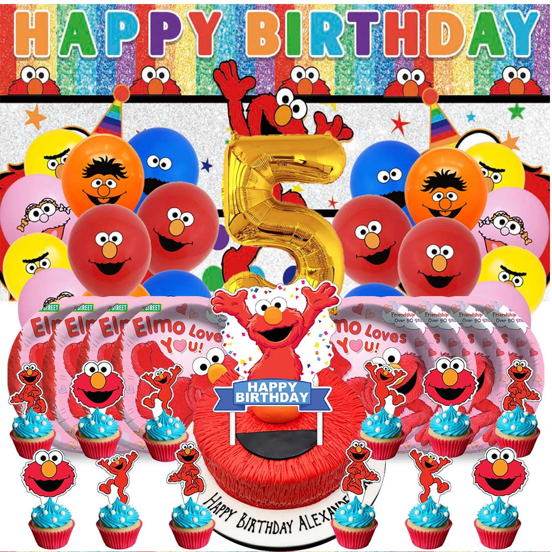 Elmo Balloons Party Supplies 1st Decor Tableware Birthday Cake Topper Decorations Banner Backdrop