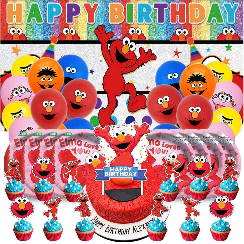 Elmo Birthday Party Supplies Balloons Paper Plates Decoration Cake Topper Decor Tableware Banner Backdrop