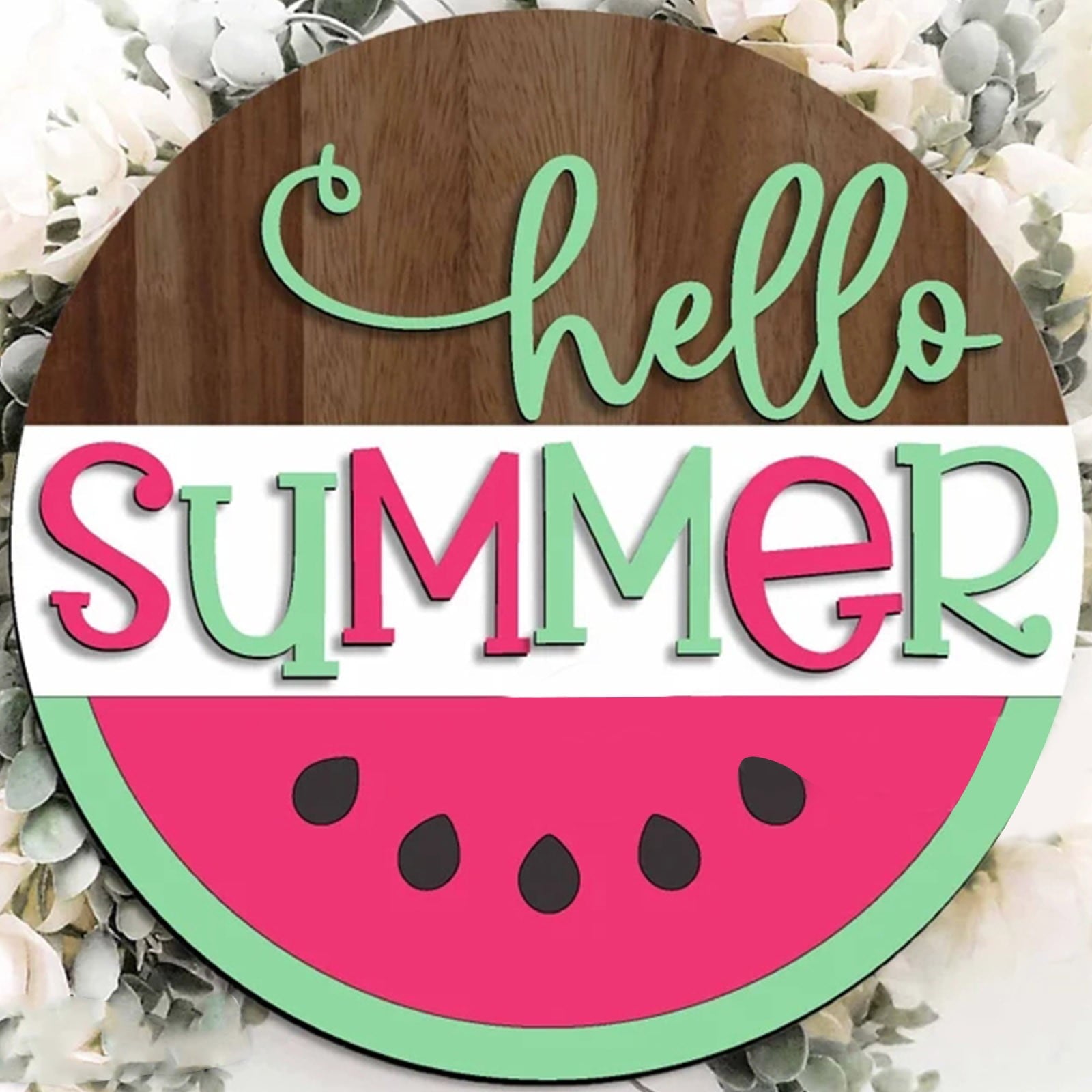 Embellished Front Porch, Wooden Blue In Wreaths For Front Door, Summer Door Hanger Welcome Sign Hello Round Front Wreath Farmhouse With Bow Spring Wreaths For Outside Decor