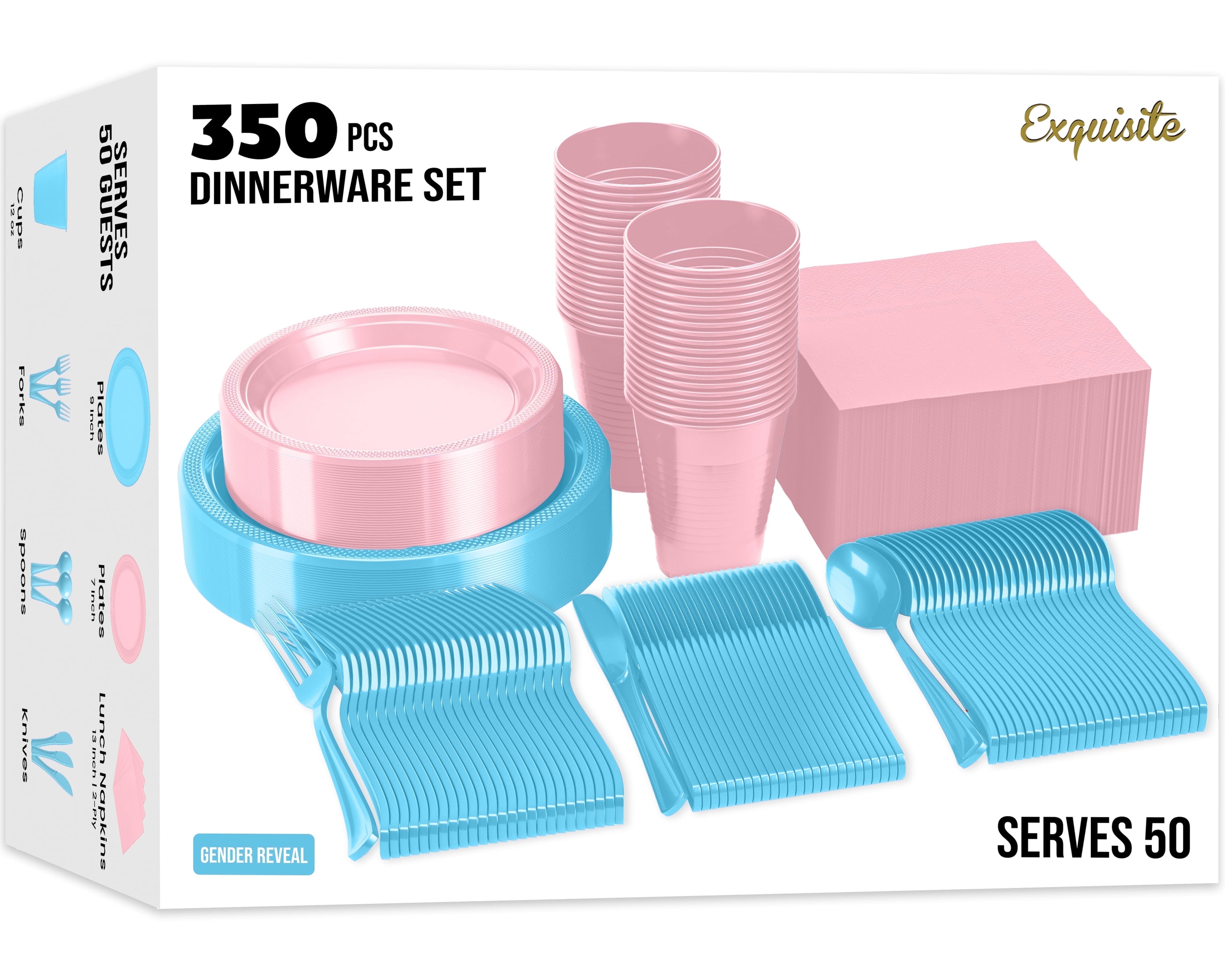 Exquisite 350 Piece Easter Plastic Disposable Party Plates & Dinnerware Combo Set