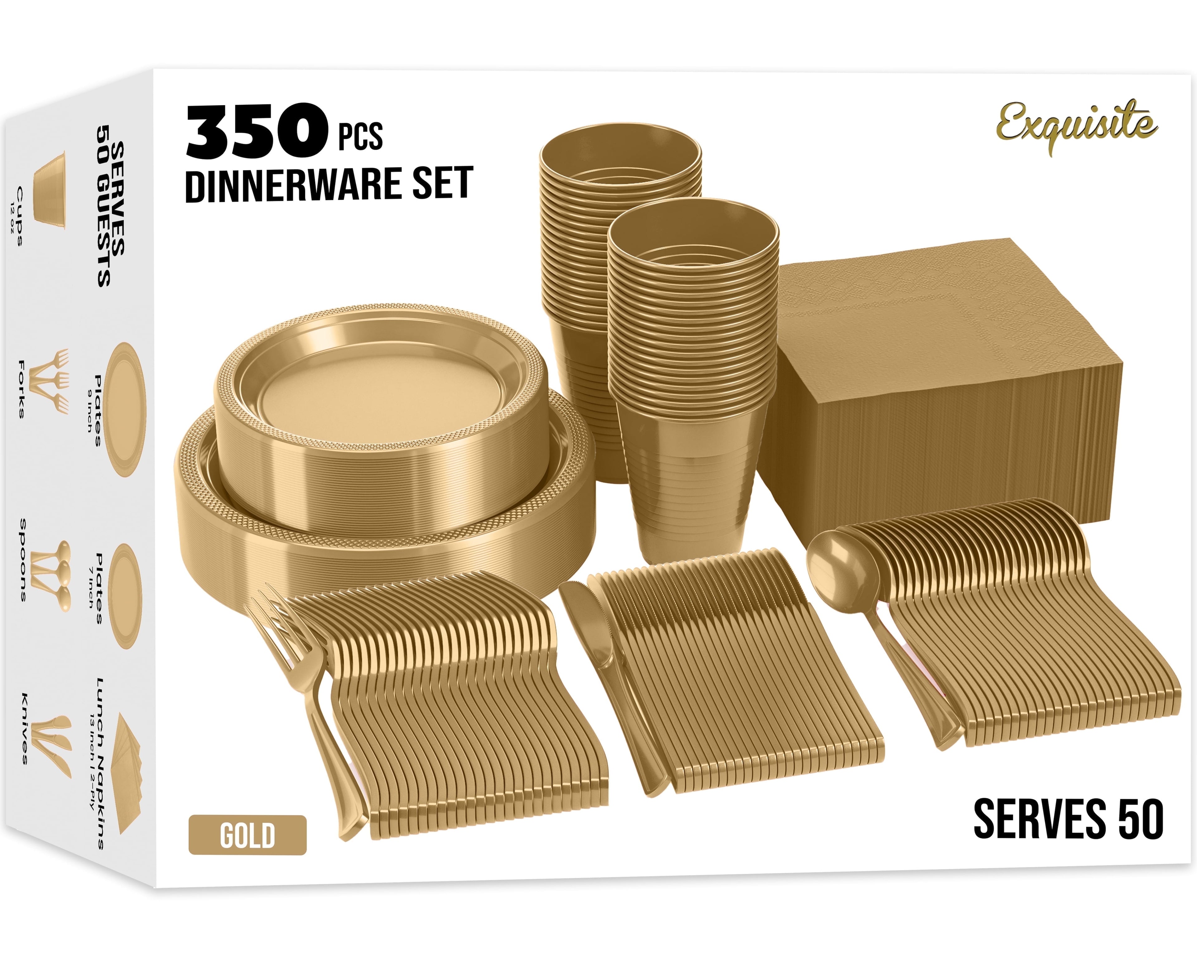 Exquisite 350 Piece Easter Plastic Disposable Party Plates & Dinnerware Combo Set
