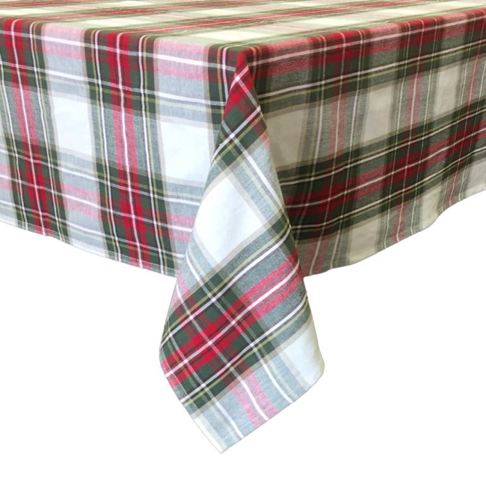 Fabstyles Celebration Plaid 100% Cotton Tablecloth, 60" x 104"