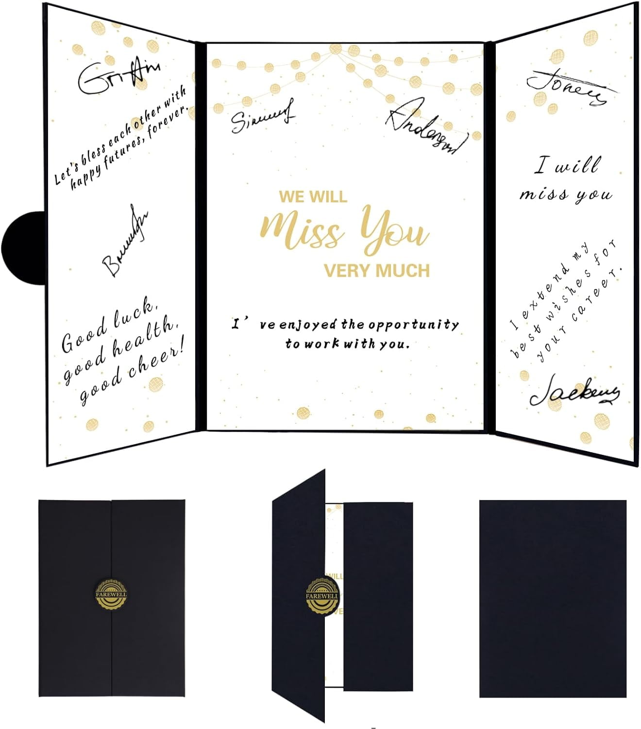 Farewell Guest Book Alternative, Farewell Gifts for Coworkers Friends, Rose Gold We Will Miss You Signature Board, Happy Retirement Party Decorations, Going Away，Farewell Card for Women Men