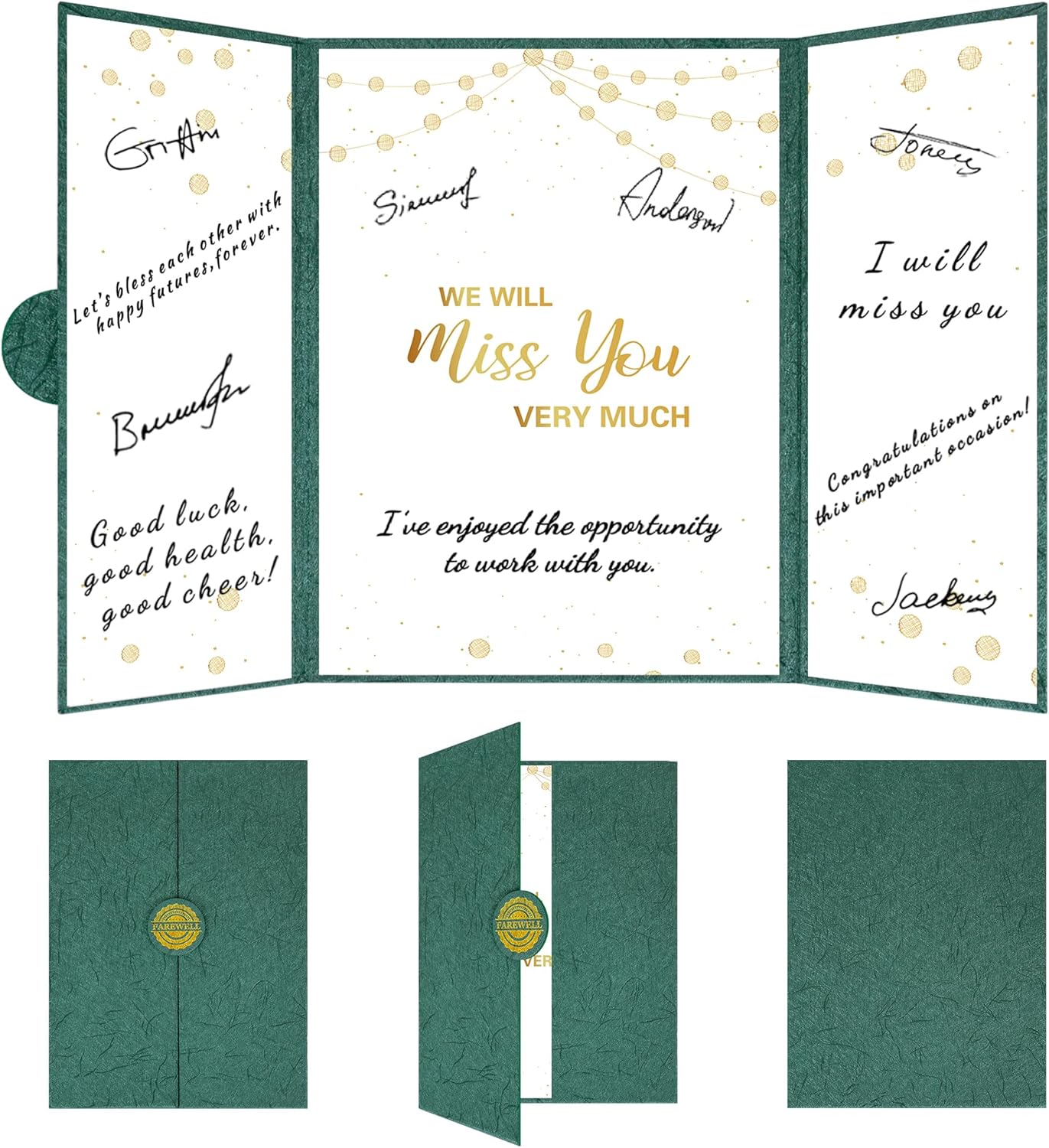 Farewell Guest Book Alternative, Farewell Gifts for Coworkers Friends, Rose Gold We Will Miss You Signature Board, Happy Retirement Party Decorations, Going Away，Farewell Card for Women Men